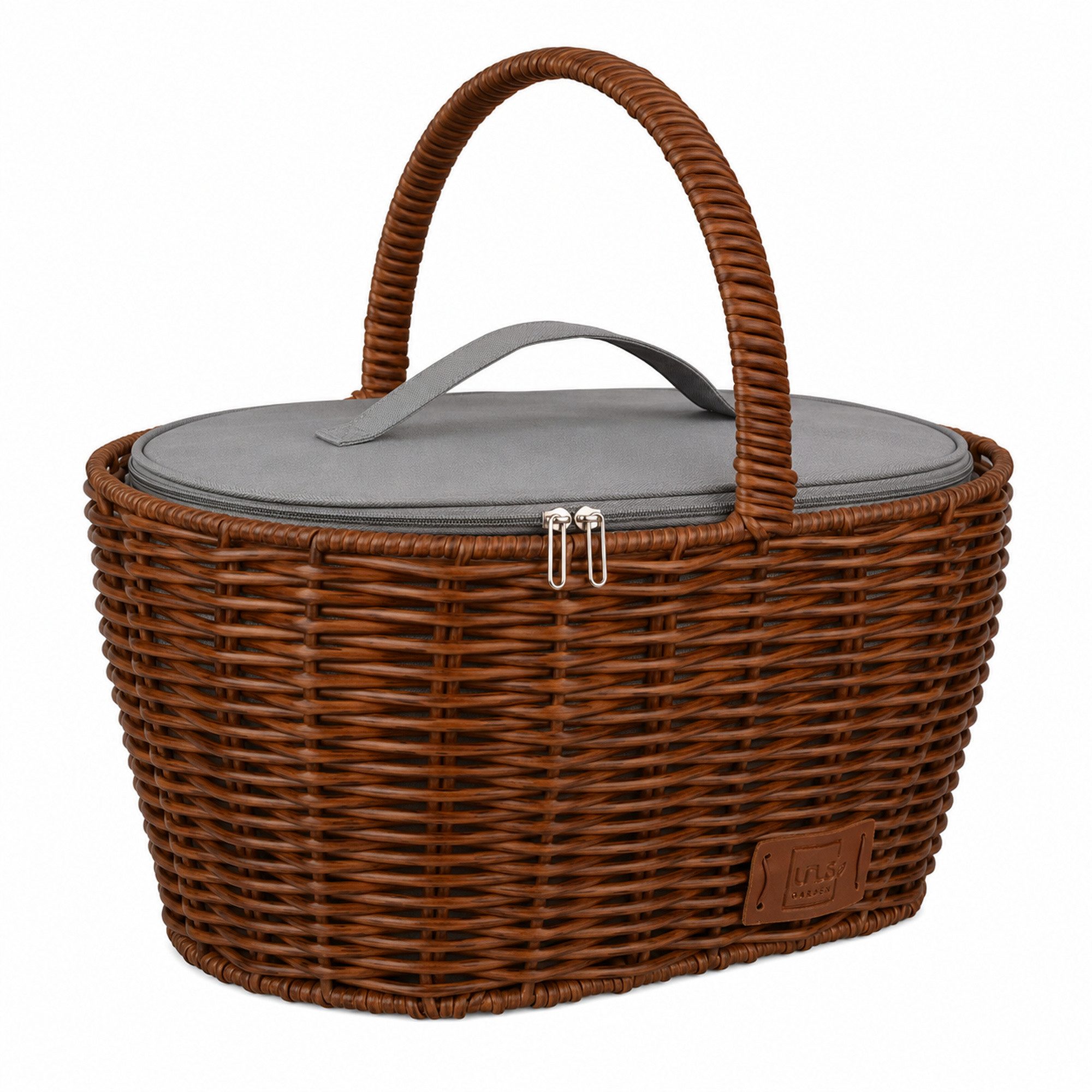 UNUS HOME Einkaufskorb Einkaufskorb inklusive Kühltasche in Rattan-Optik, Bügelkorb Tragekorb Flechtkorb Marktkorb Kaminholzkorb Geschenkekorb, Autokorb