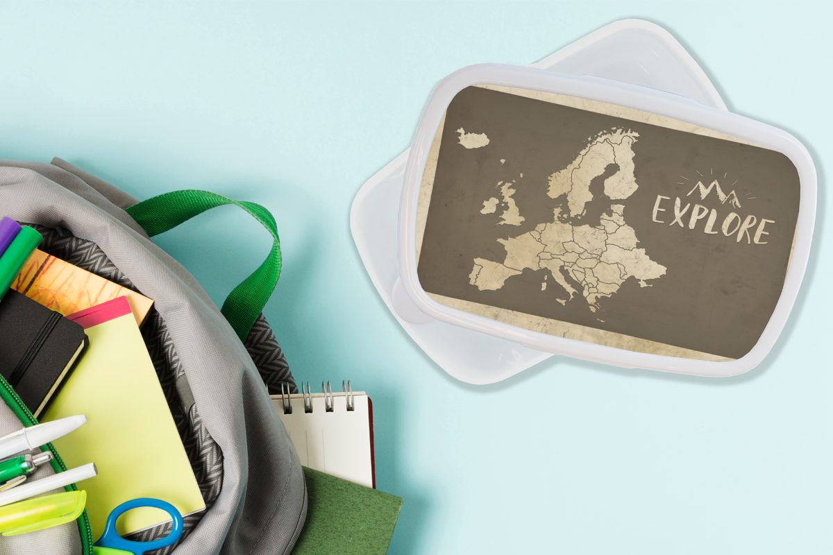 Erwachsene, für Mädchen Vintage - (2-tlg), Zitat, Brotbox Lunchbox - MuchoWow weiß und Brotdose, für Karte Kunststoff, Kinder Europa und Jungs