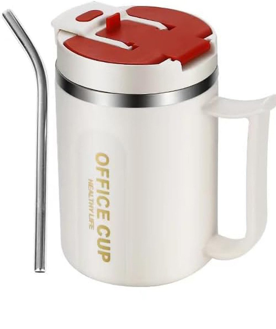 Coonoor Термокружка Kaffeebecher to Go Edelstahl, Auslaufsicherer Travel-Mug, Strohhalm Thermo Tumbler 500ml