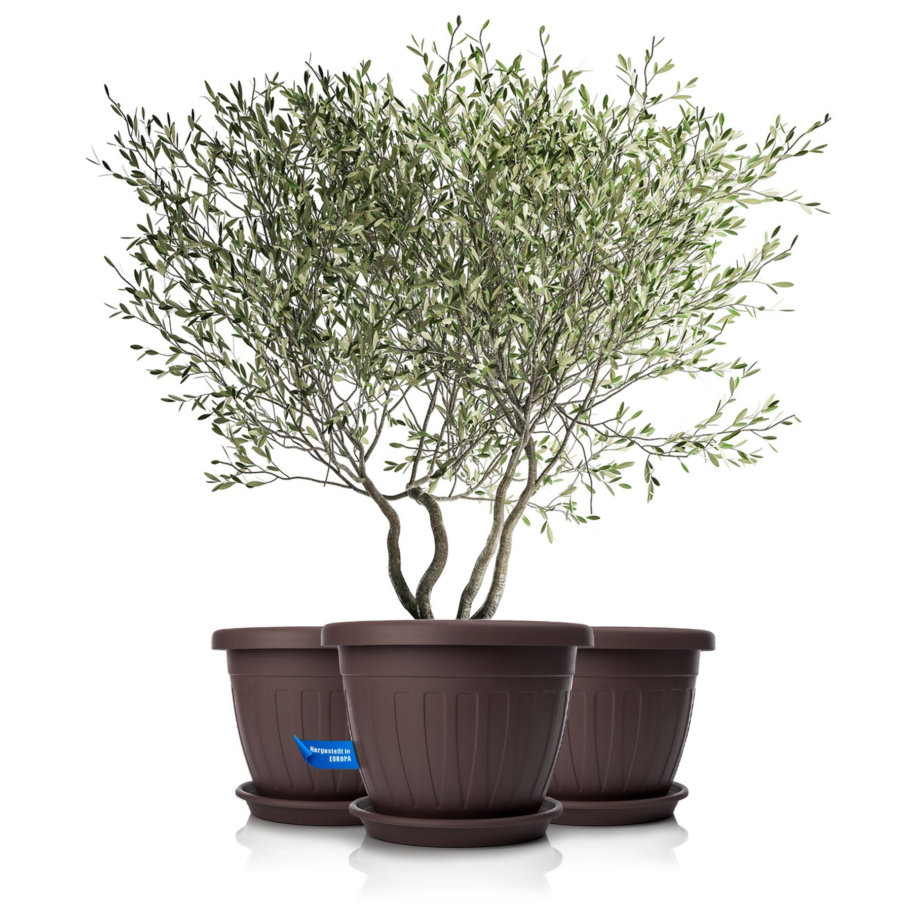 BigDean Blumentopf 3x Pflanzkübel mit Untersetzer günstig online kaufen
