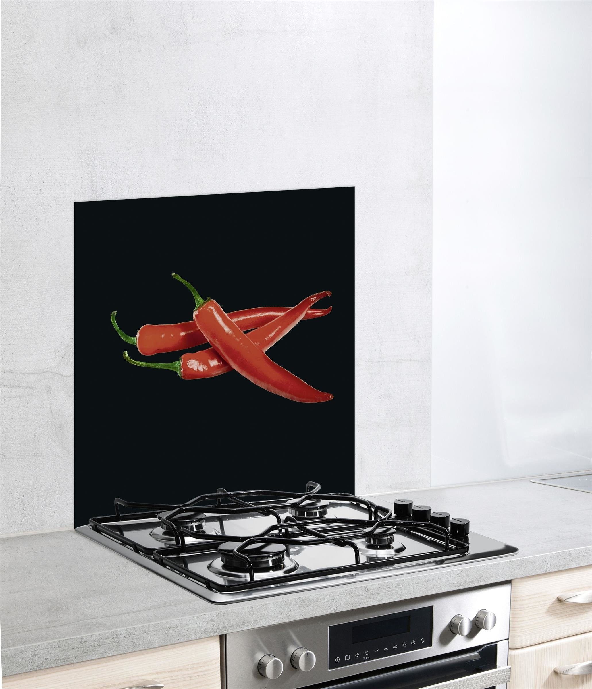 WENKO Herd-Abdeckplatte Glaskochfeld HOT PEPERONI, 60 x 70 cm, Glas, (Multi-Platte, bestehend aus einer Mutli-Platte)