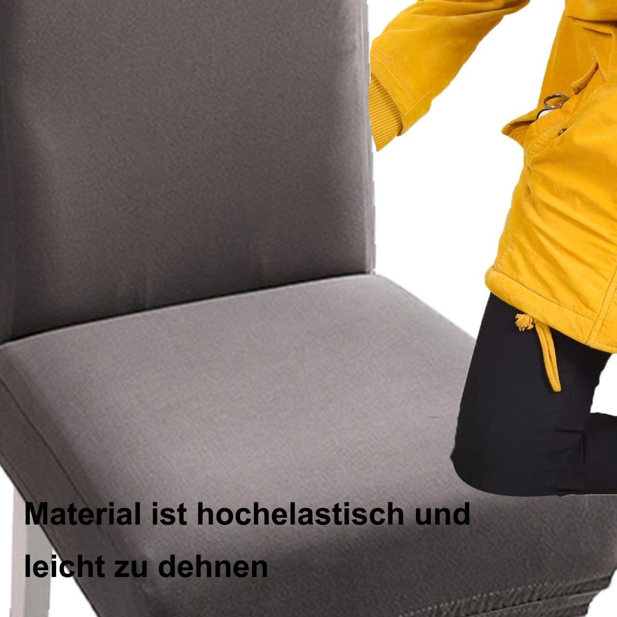 Stretch-Stuhlhussen Esszimmer, Stuhlhusse Juoungle für abnehmbare Stuhlschutzbezüge, das Grau