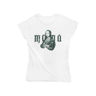 Novux T-Shirt Mona Lisa Art Damen Tshirt Farbe Weiß (1-tlg) aus Baumwolle