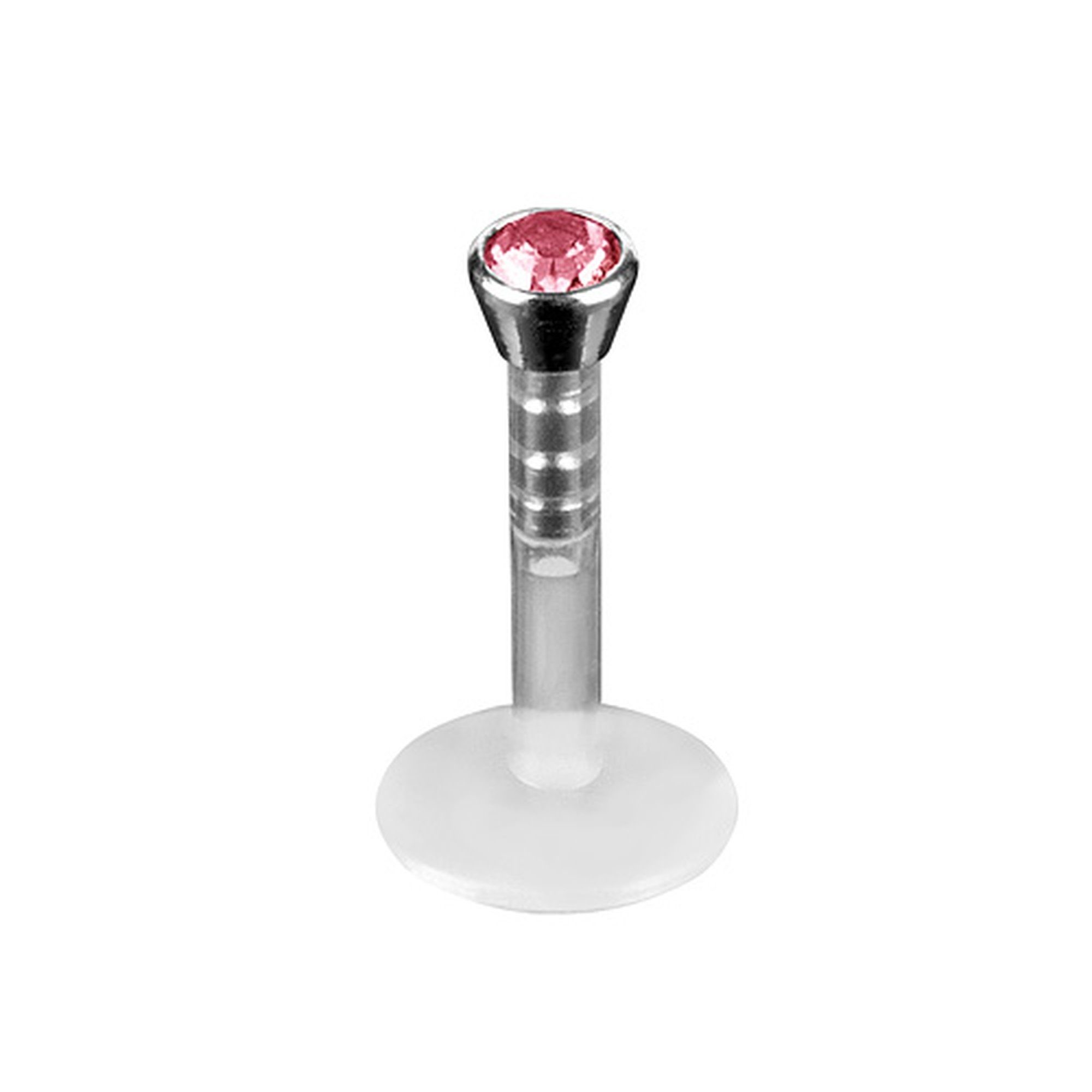 Bioflex Rosa Labret Piercing Piercing-Set Schmuck Kristall, Stecker mit Lippenpiercing Piercing Bioflex Lippenstecker Taffstyle Stecker Labret