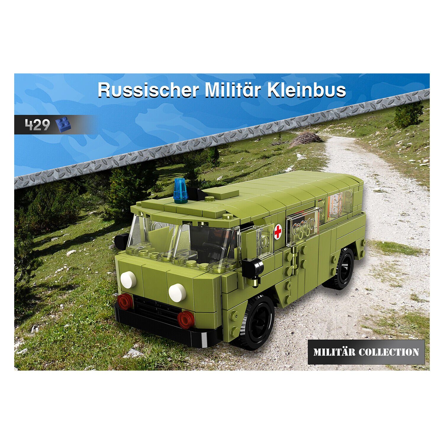 Gamedealer Spielzeug-Krankenwagen UAZ 452 Buchanka Russischer Militär Kleinbus 1:25 Klemmbausteinset, (Set, 429-tlg), Exklusive eigene Kreation