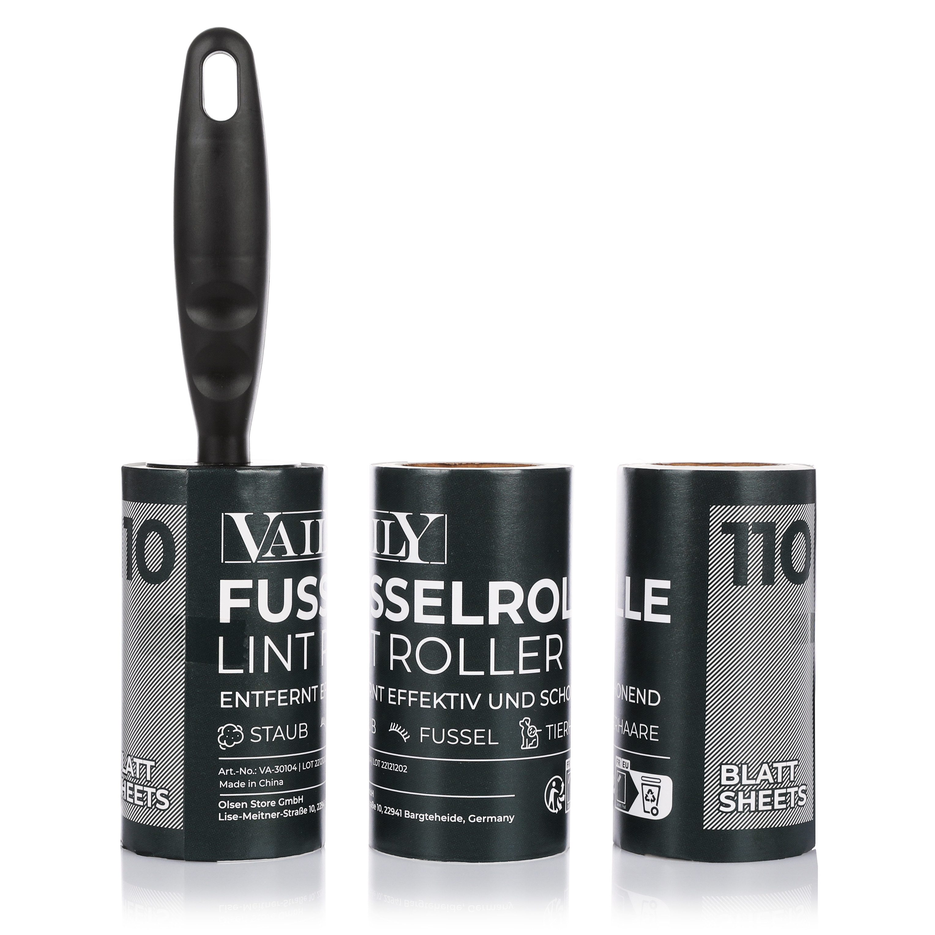 Vaily Fusselroller Fusselentferner inkl. 3 Rollen mit je 110 Blatt