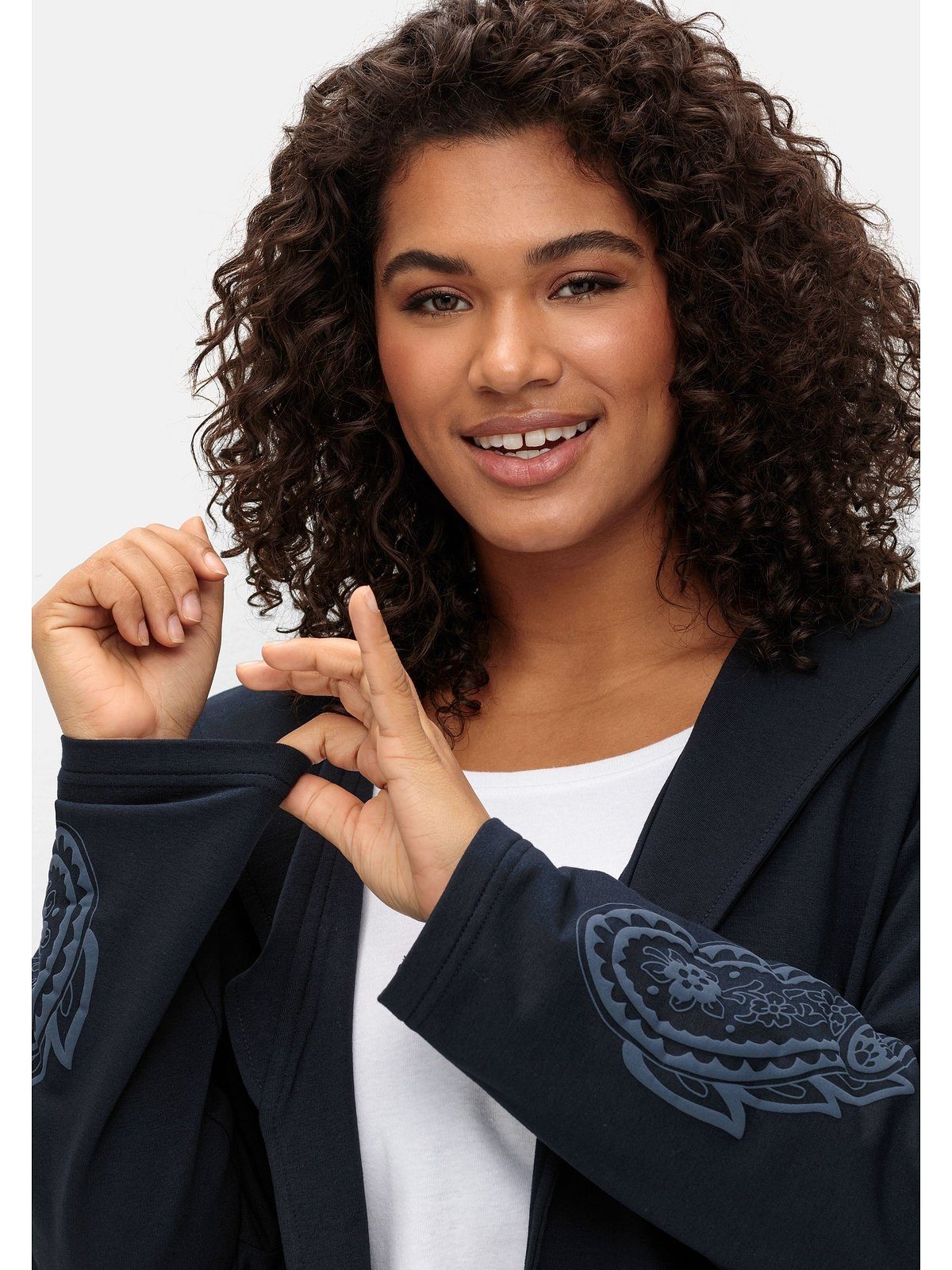 sheego by Joe Browns Sweatjacke Große Größen mit Paisleydruck