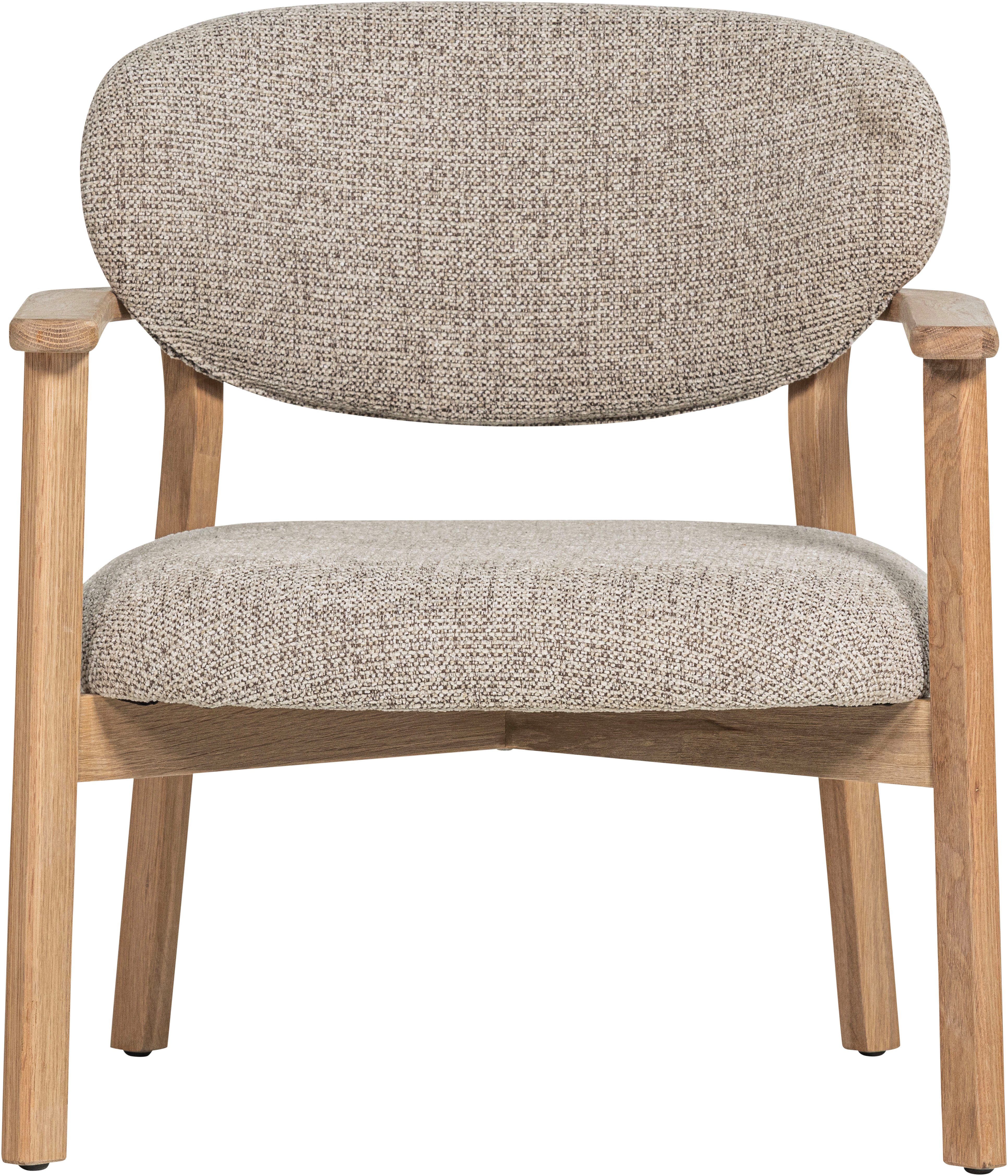 WOOOD Loungesessel Udar mit Eichenholzgestell und More-Melange-Bezug, B68 x T75 x H76 cm, Sehr hohe Verschleißfestigkeit, Armlehnen integriert, Tragkraft 120 kg