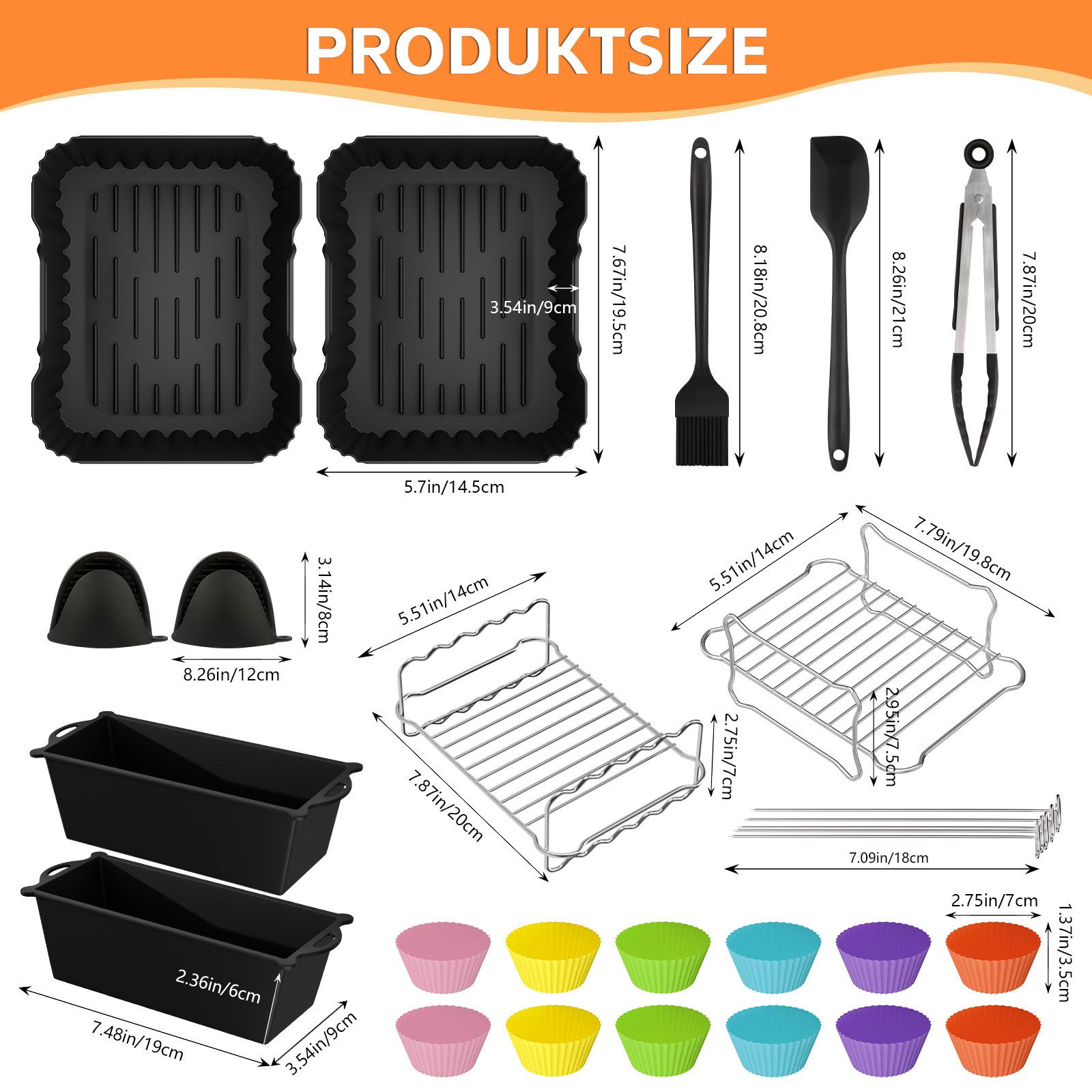 Kitcanis Backform Heißluftfritteuse zubehör für Cosori 8,5L mit zwei Zonen (CAF-R901), (Set 9-tlg), Allrounder, Gesund, Schnell zubereitet – Bild 2 von 5