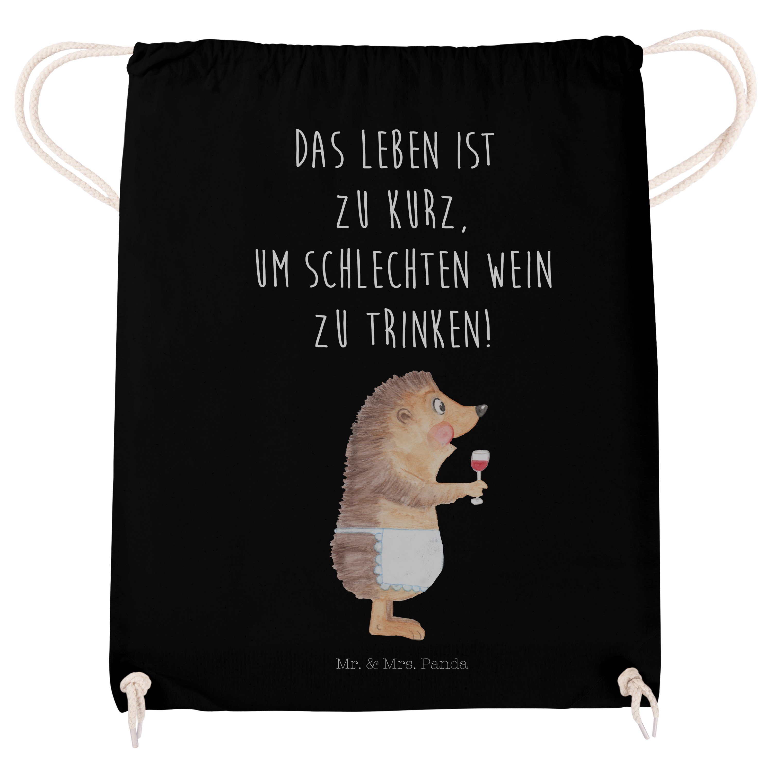 - Schwarz Panda - Igel trinke & Wein Wein Sporttasche Mr. mit Weintrinker, (1-tlg) Geschenk Geschenk, Mrs.