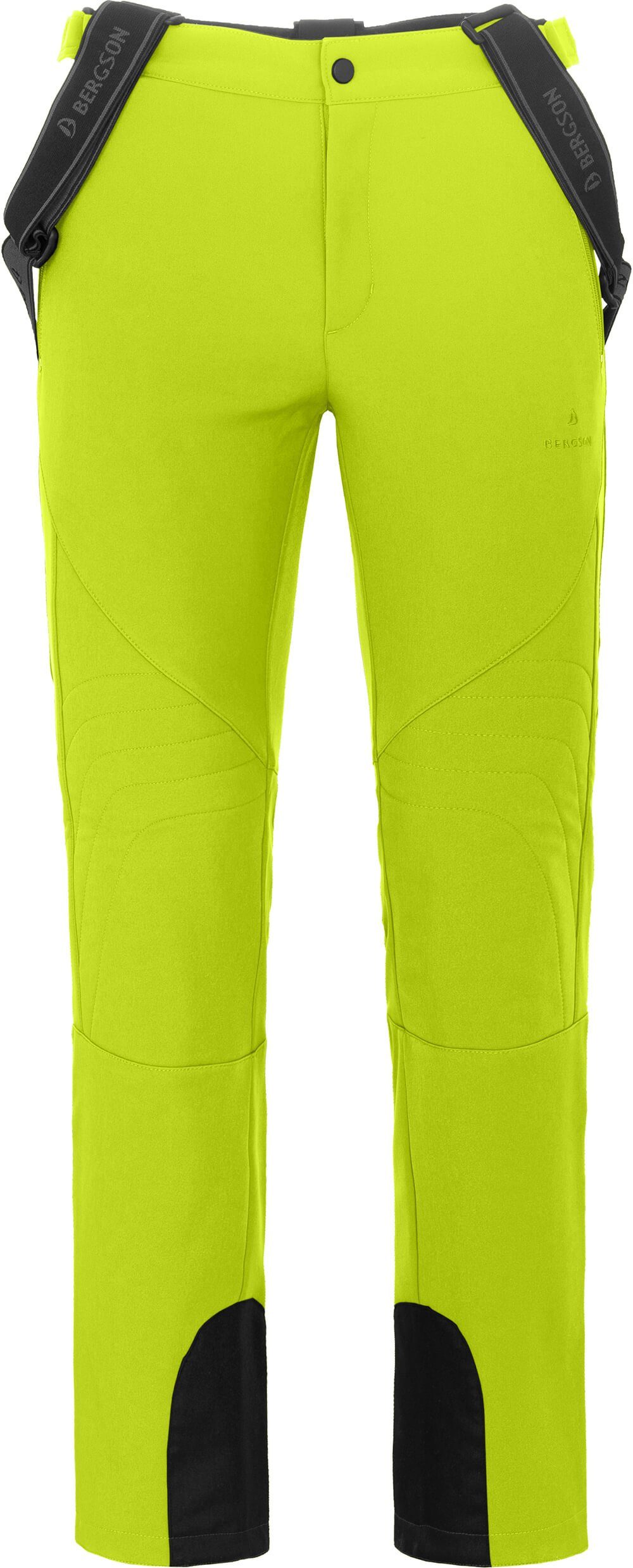 Softshell Herren Bergson Skihose Langgrößen, winddicht, JUMPER leuchtend Skihose, grün elastisch,