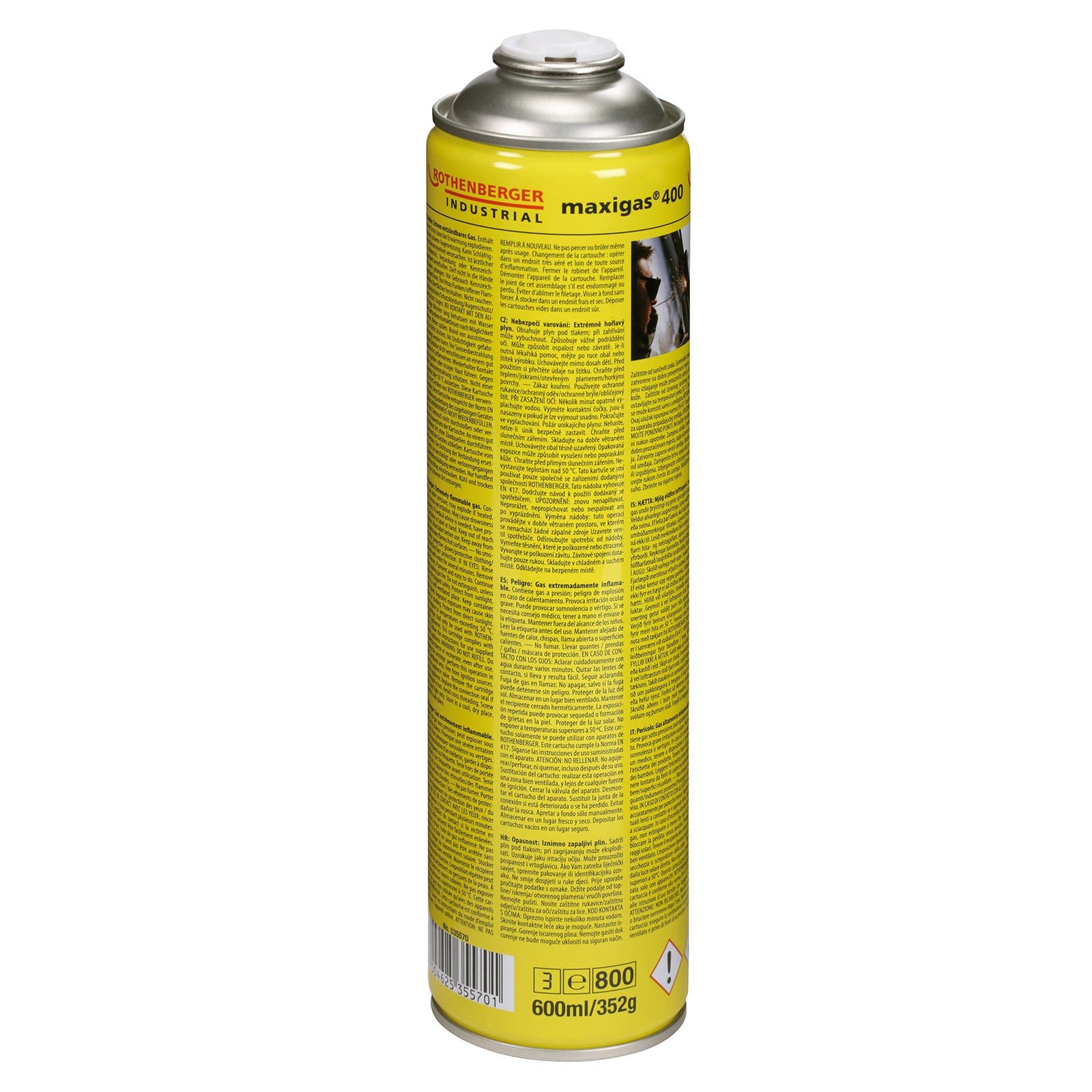 Rothenberger Industrial Gaskartusche ROTHENBERGER Industrial 6x Maxigas 400 600 ml Gaskartusche - 35570