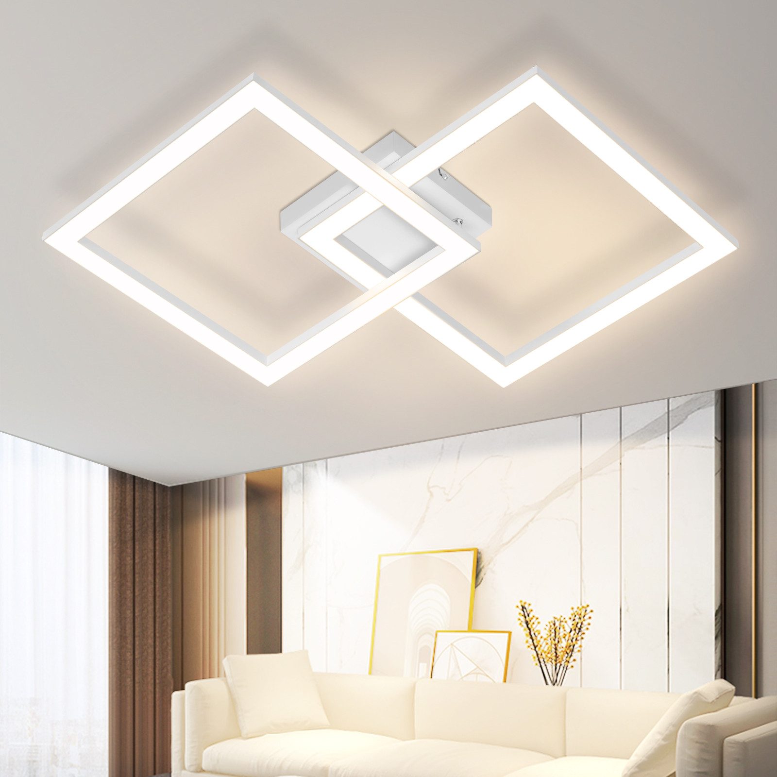 ZMH LED Deckenleuchte Wohnzimmer Schwarz/Weiß Quadratisch günstig online kaufen