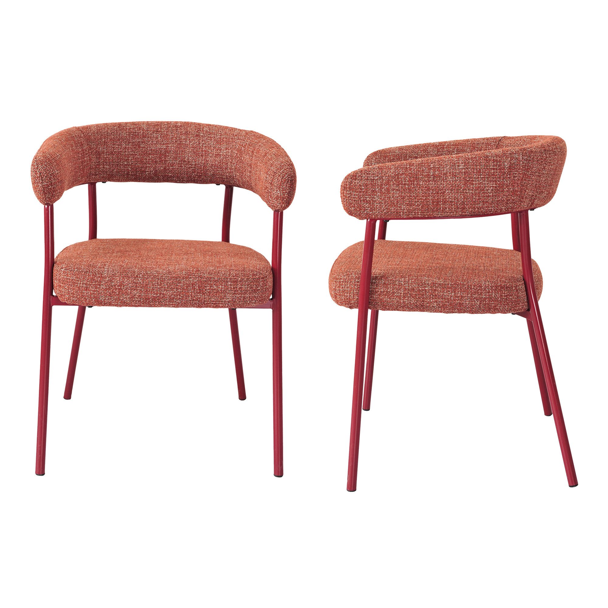 en.casa Esszimmerstuhl (Set, 2 St), »Huk« gepolstert Metallbeine Rot