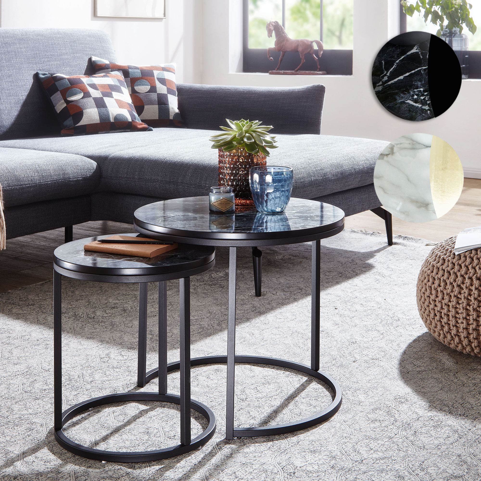 FINEBUY Satztisch FB24020 (2er Set Schwarz günstig online kaufen