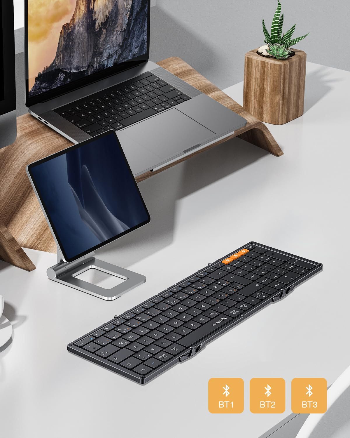 ProtoArc XK01 Faltbare Bluetooth Tastatur, QWERTZ, Ziffernblock Tastatur (Bluetooth Tastatur 3 Geräte) – Bild 5 von 5