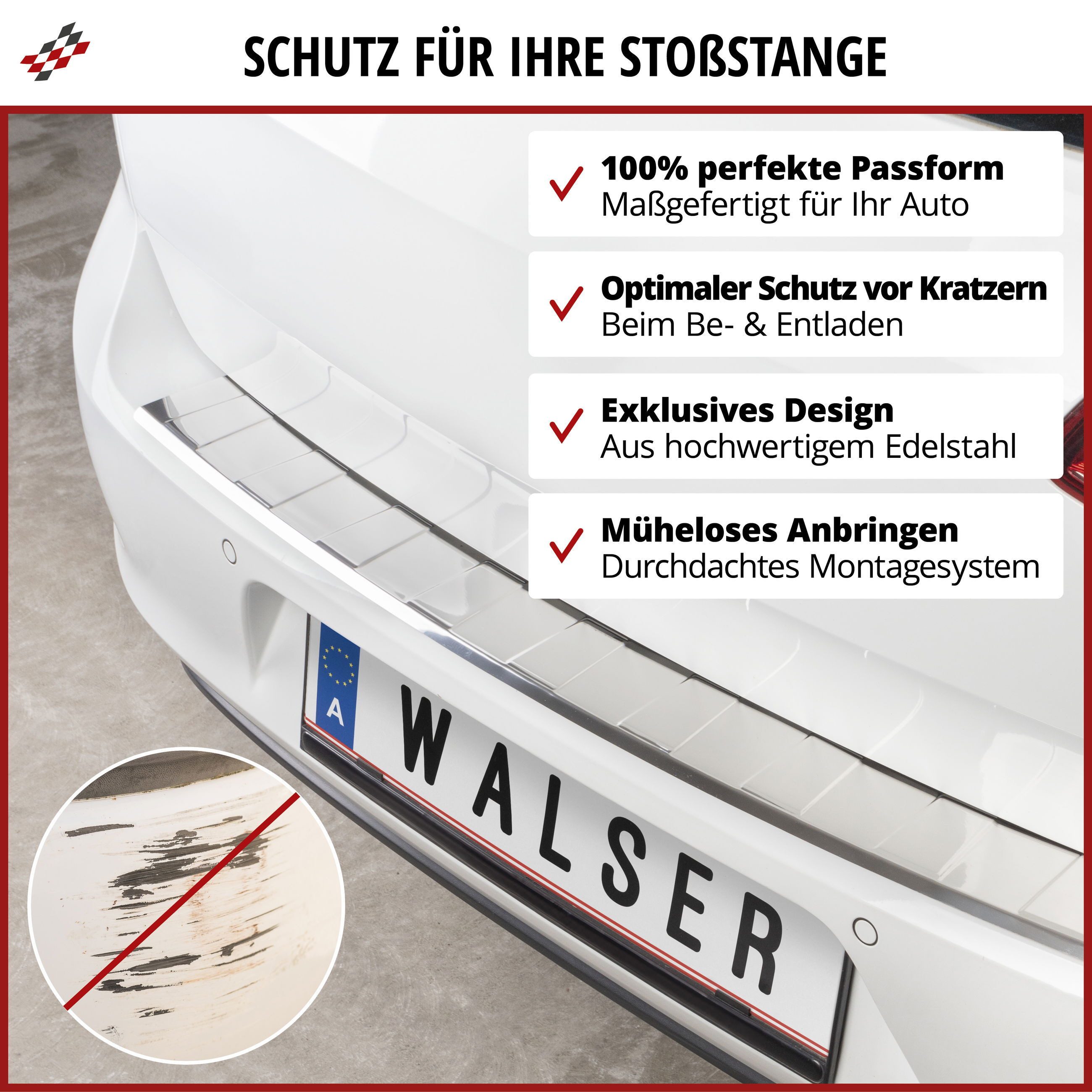 WALSER Auto-Fußmatten PF Ladekantenschutz TRA SHI (1 St), für MERCEDES-BENZ C-KLASSE T-Model (S205) MERCEDES-BENZ C-CLASS T-Model (S205), YB 09/2014-02/2023, C-KLASSE T-Model 09/2014-02/2023, C-KLASSE T-Model 09/2014-