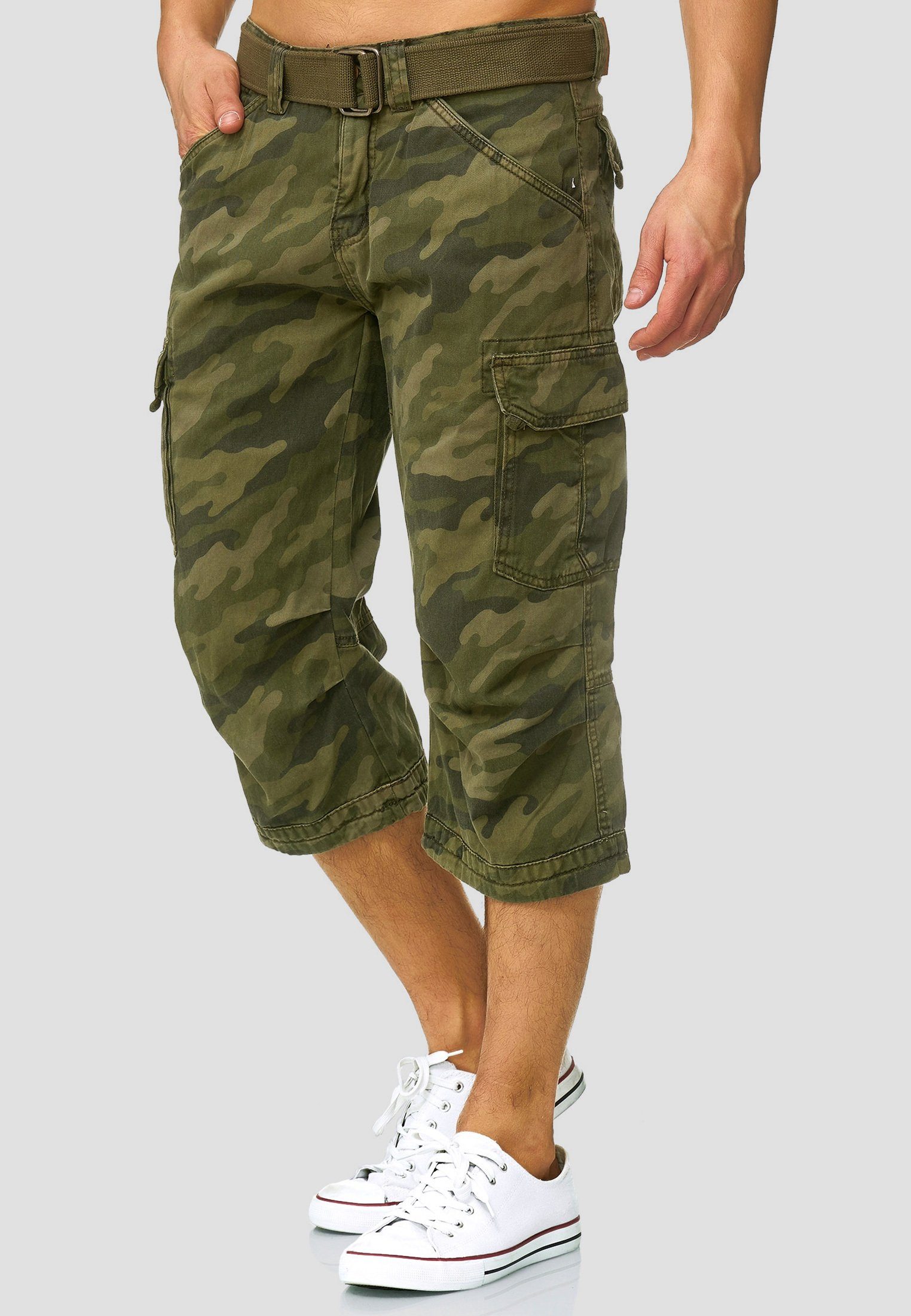 Indicode Cargoshorts Herren Nicolas Check Cargo Shorts Herrenshorts aus einer robusten Materialmischung