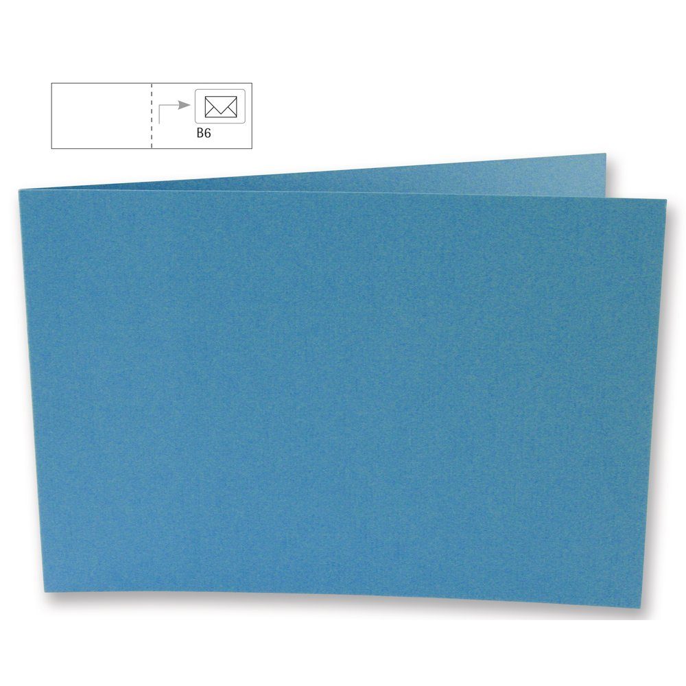 Rayher Bastelkartonpapier Karte B6 quer uni azurblau 220g/qm 5x