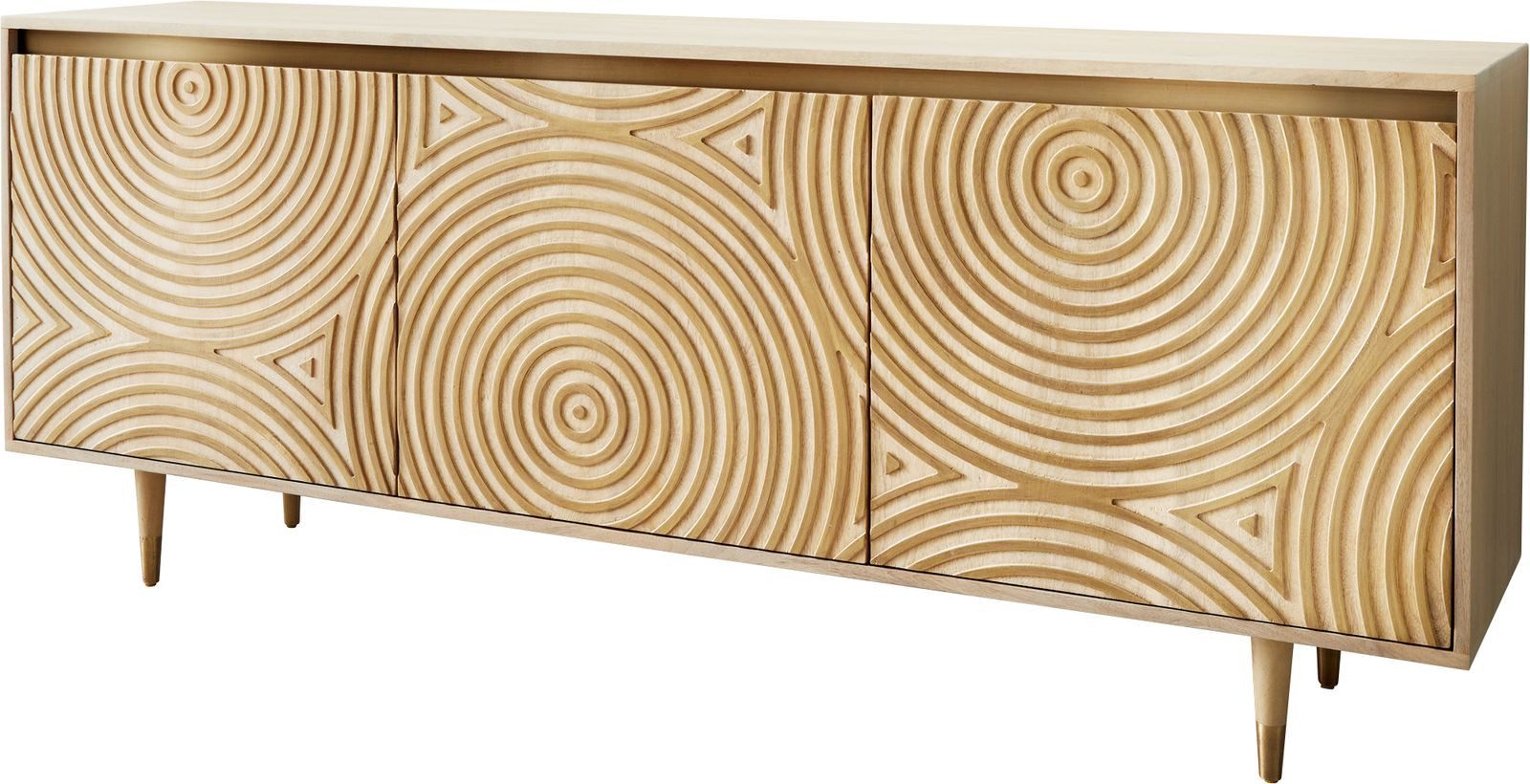 DELIFE Sideboard Budaya, Mango Natur 175 cm 3 Türen Sideboard Fuß rund