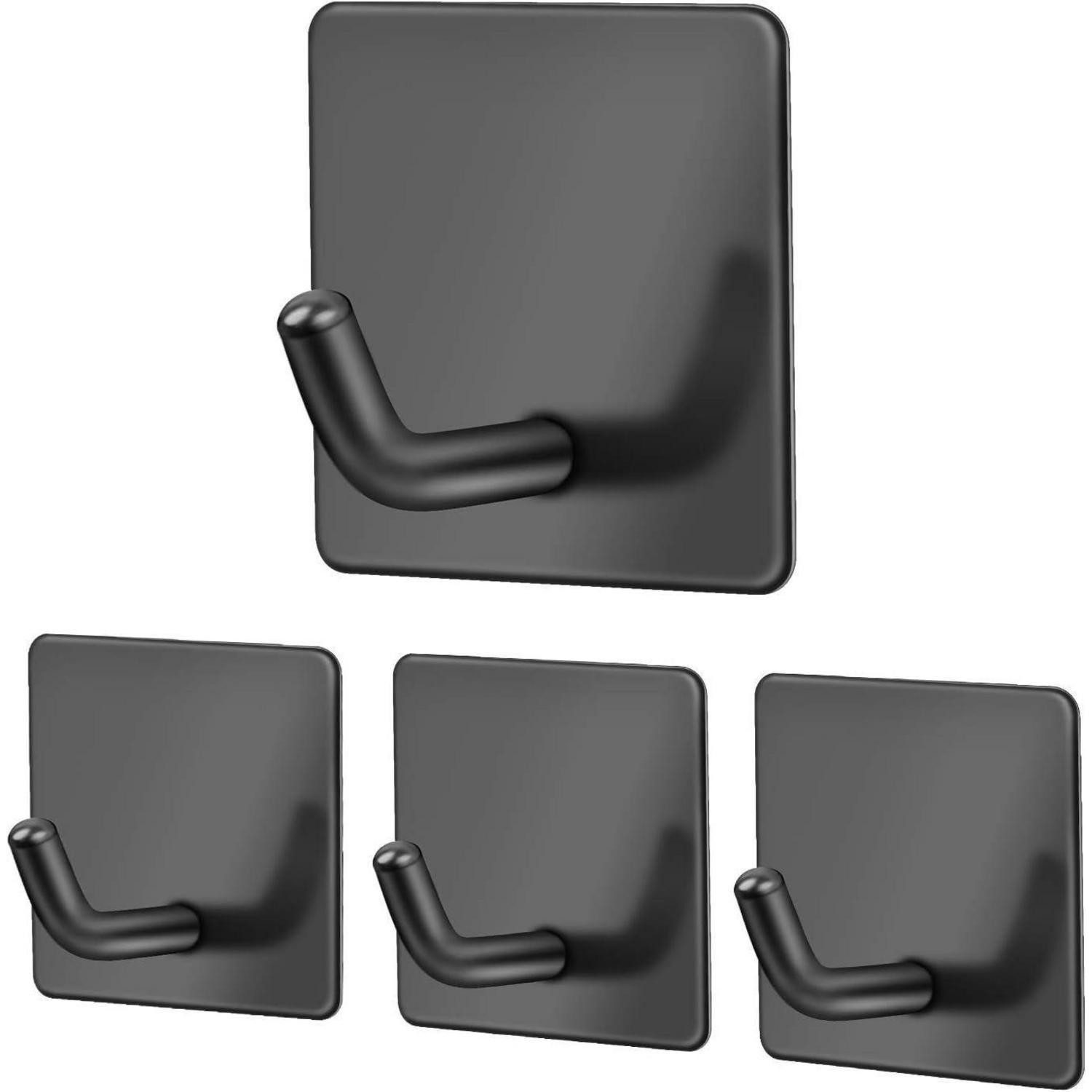 LuxusKollektion Klebehaken Handtuchhaken selbstklebend schwarz 4er Pack