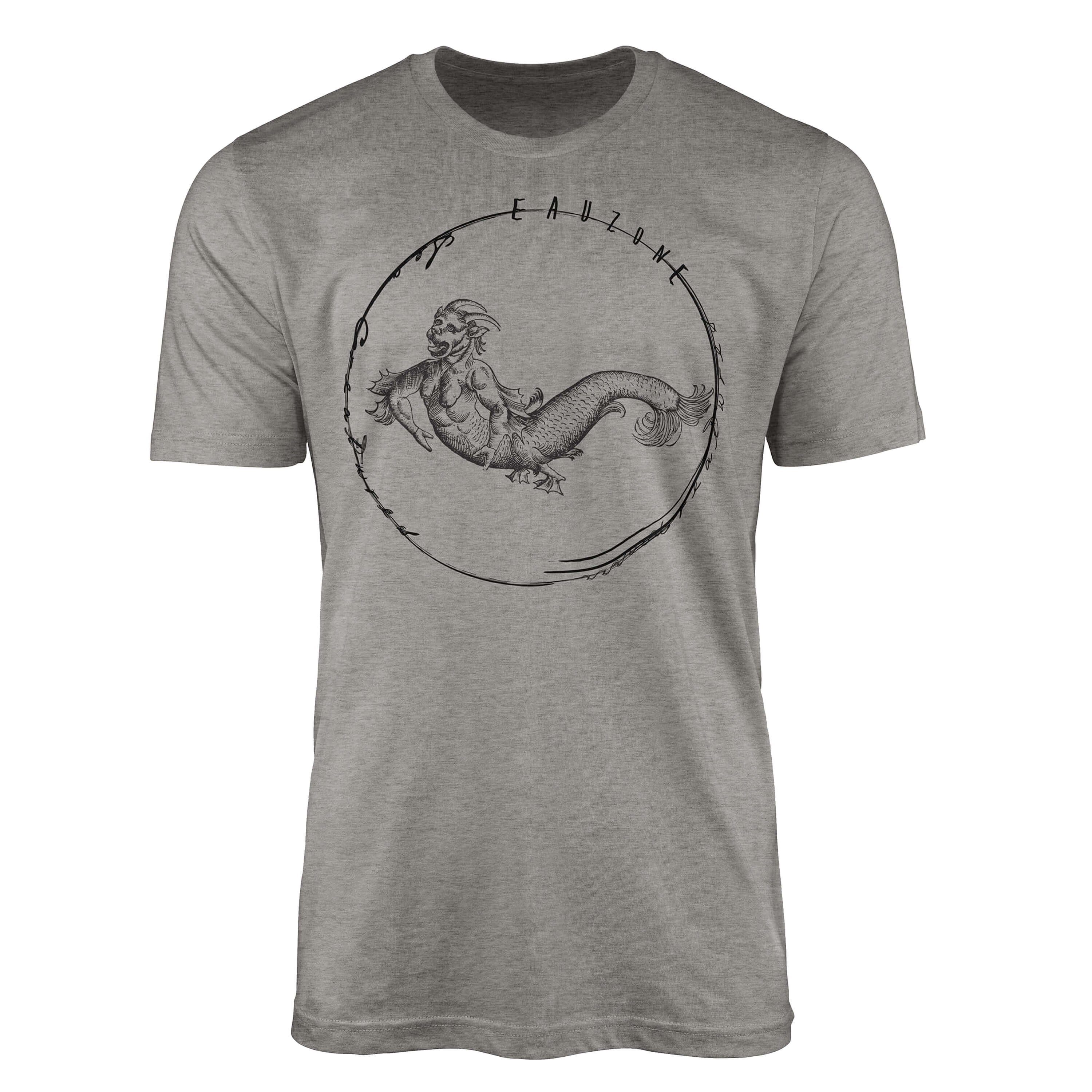 Sinus Art T-Shirt T-Shirt Tiefsee Fische - Serie: Sea Creatures, feine Struktur und sportlicher Schnitt / Sea 078 Ash