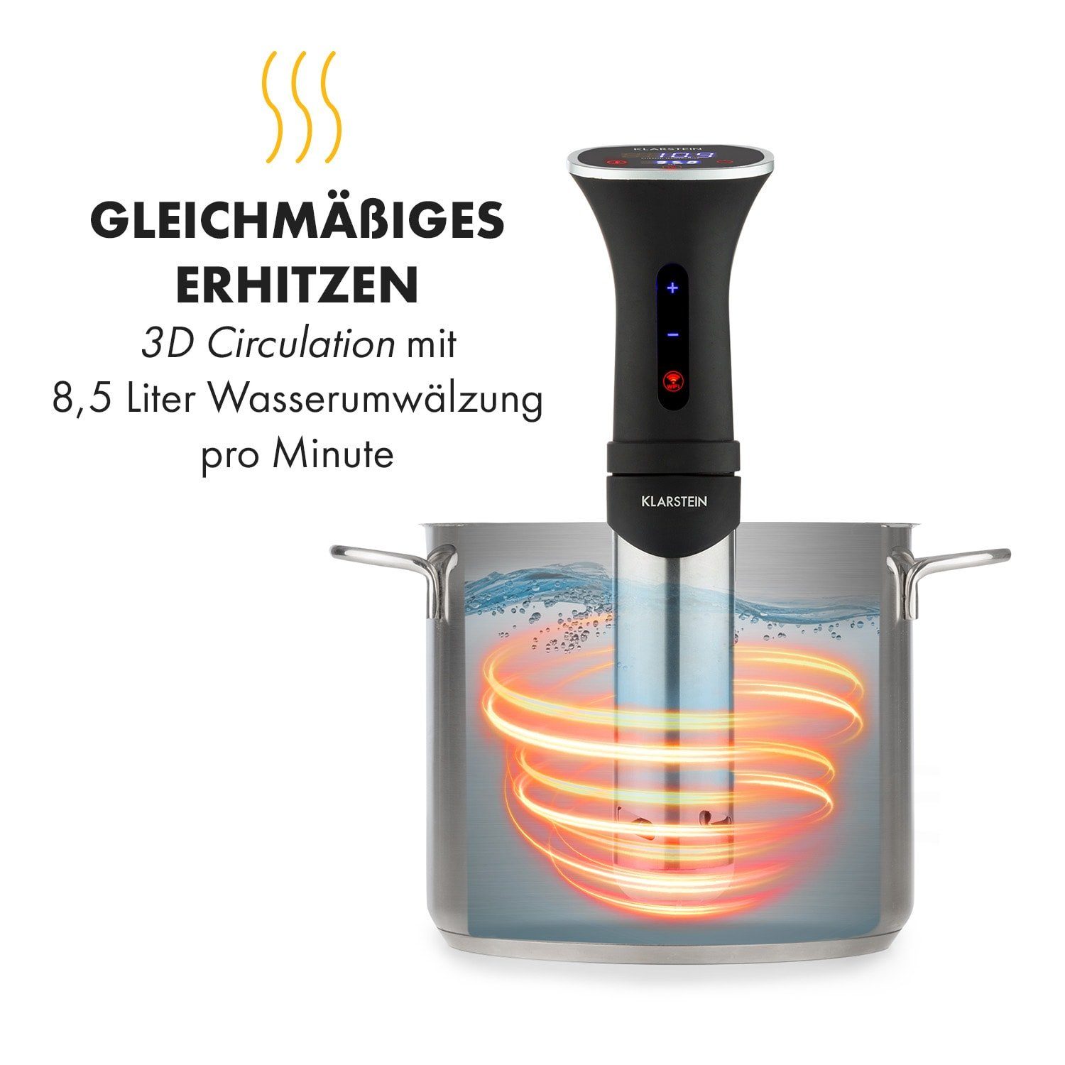 Klarstein Dampfgarer Quickstick Garer, 1200 W Sous Smart Vide