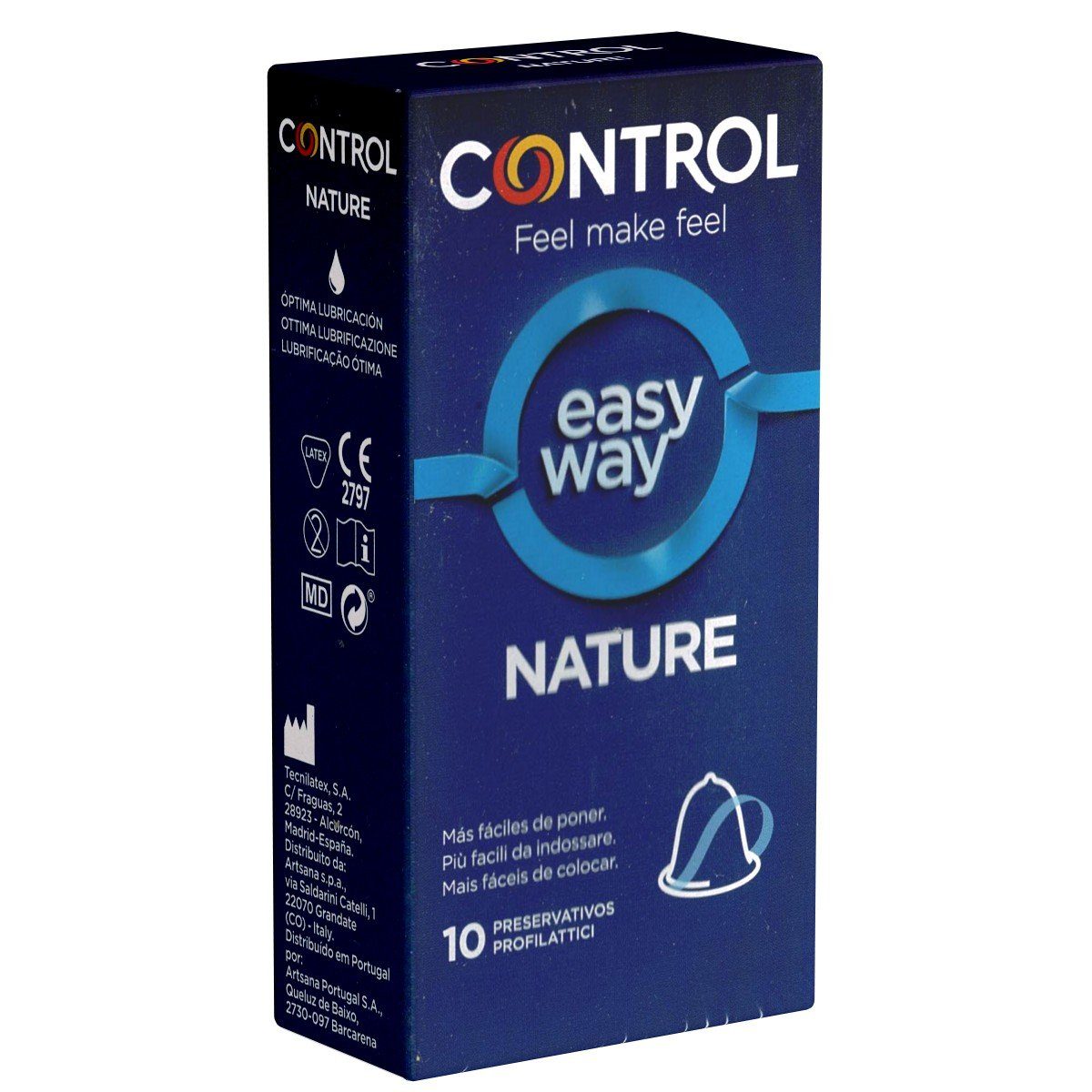 CONTROL CONDOMS Kondome Nature Easy Way Packung mit, 10 St., Kondome mit Applikator-Bändchen, spanische Kondome für schnelles Vergnügen