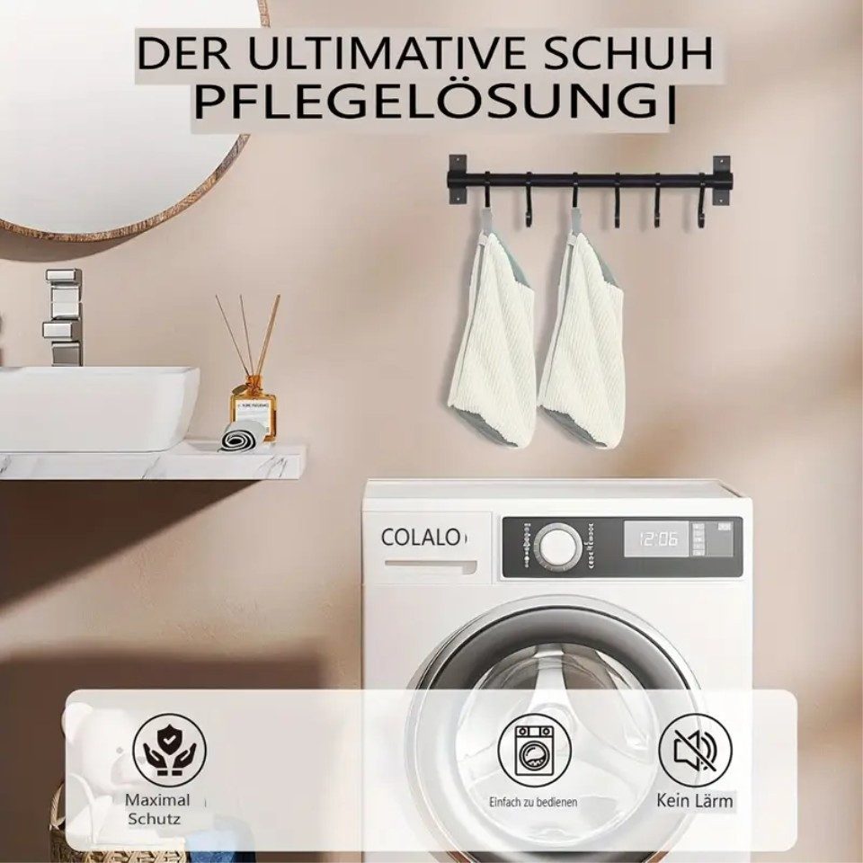 2x Schuhwaschbeutel Für Waschmaschine - Wiederverwendbar Mit 360° Reinigungsflaum