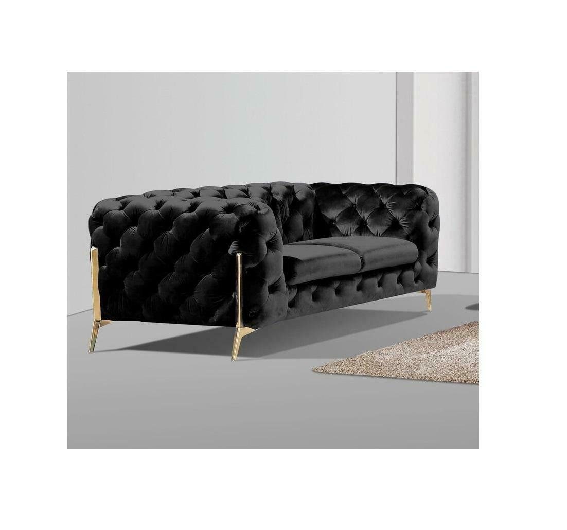 JVmoebel Sofa Schwarzes Designer Chesterfield Sofa 2-Sitzer Couch Textil Sofa, Made in Europe