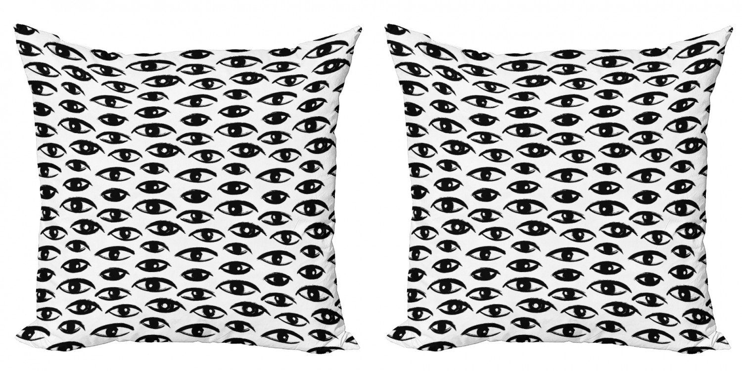 Kissenbezüge Modern Accent Doppelseitiger Digitaldruck, Abakuhaus (2 Stück), Augapfel Sketch Stil Augen