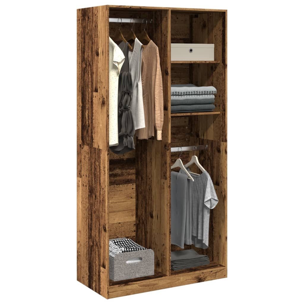 vidaXL Schrankmodule Kleiderschrank Altholz-Optik 100x50x200 cm Holzwerkstoff