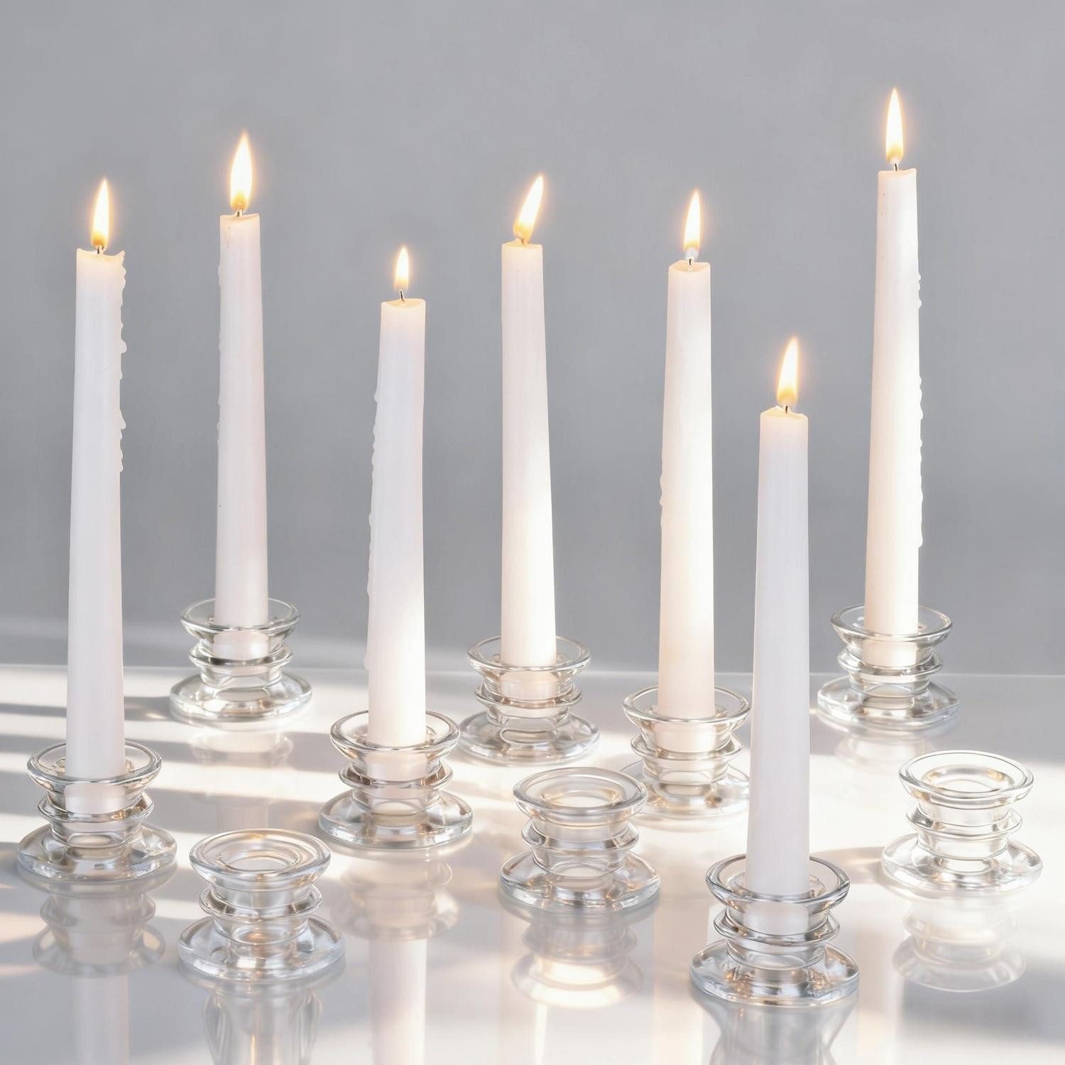LuxusKollektion Tischkerzenhalter Kerzenständer Glas 10er Set (10 St)