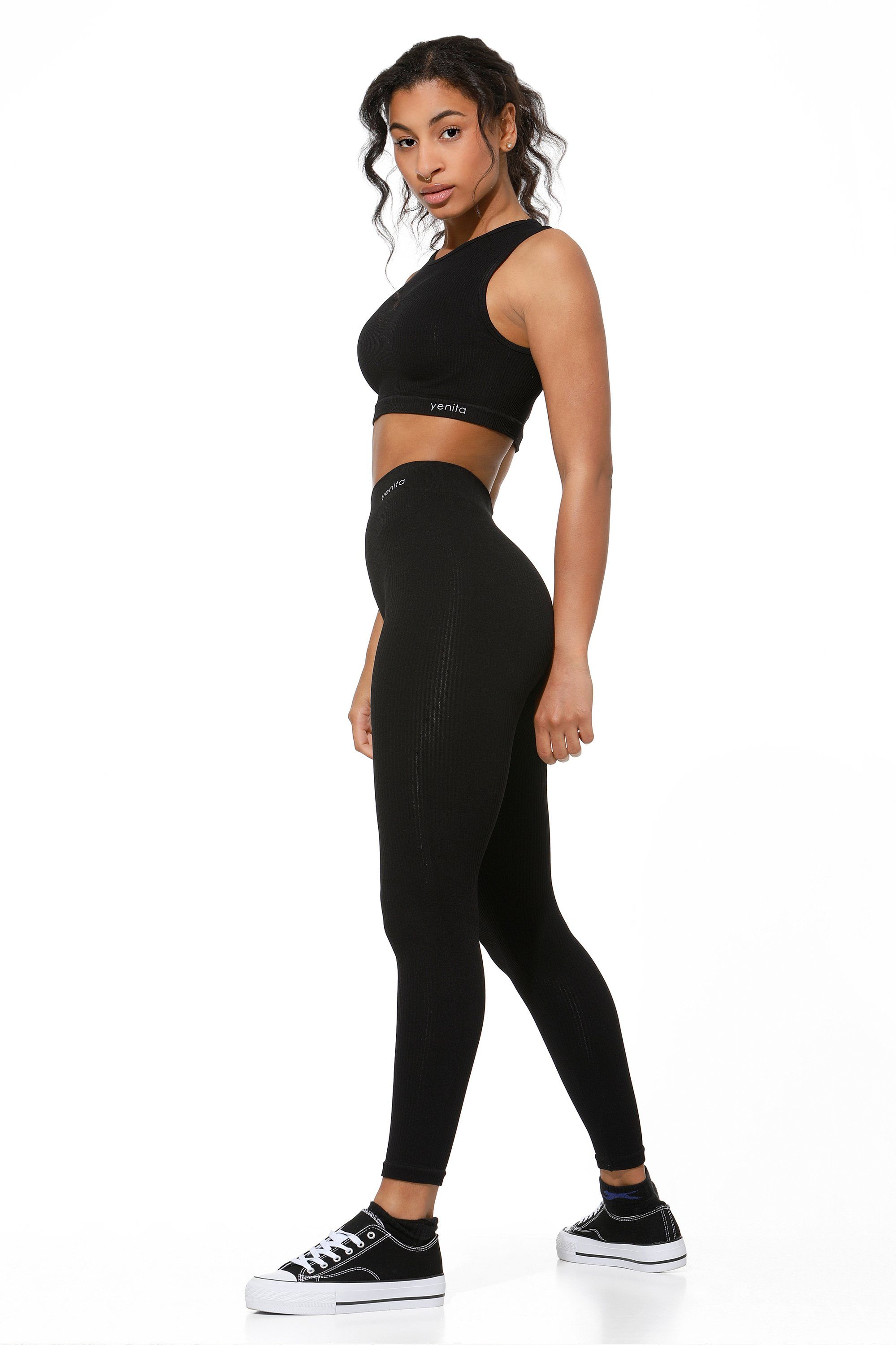 Yenita® Sporthose "Ribbed Collection" mit hohem günstig online kaufen