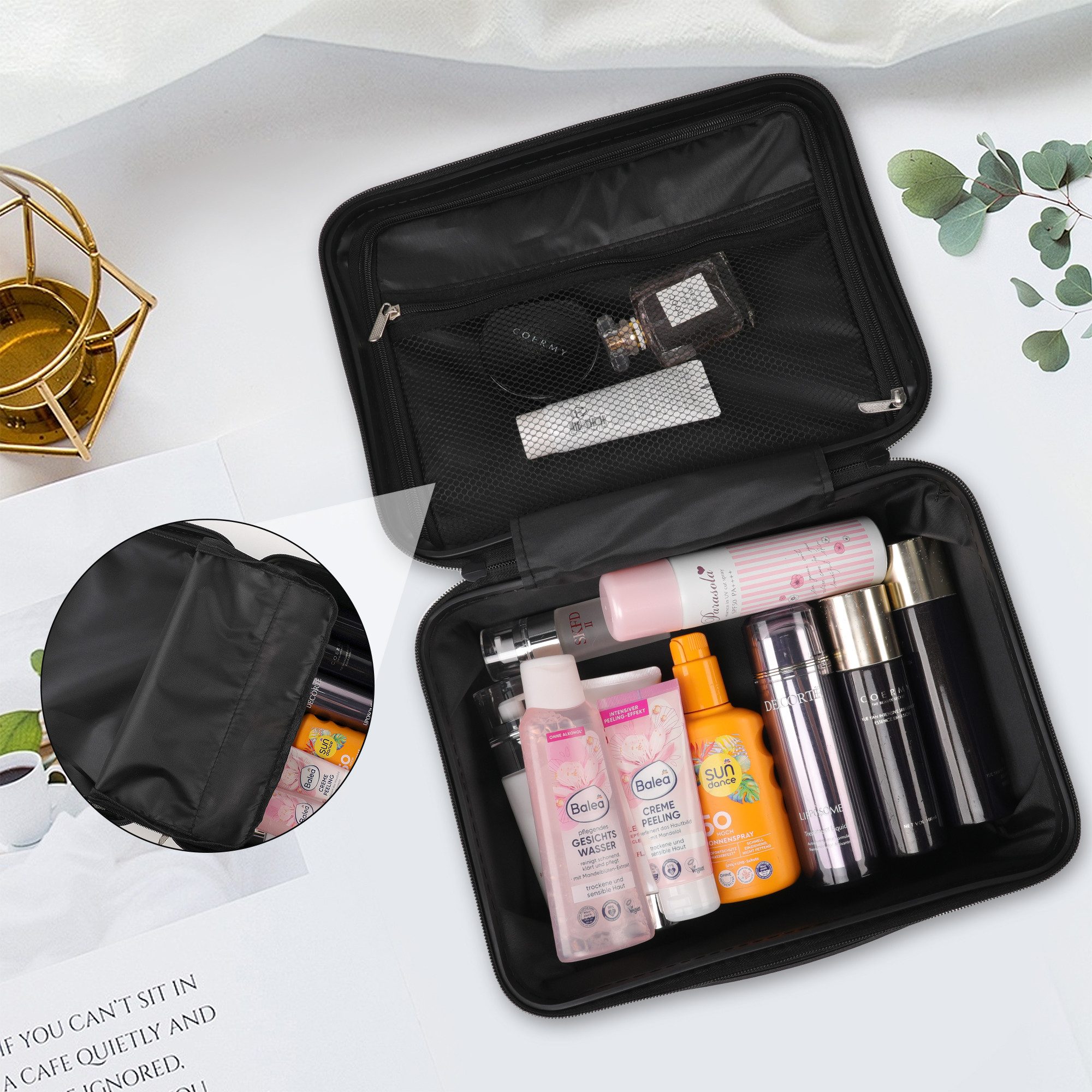 CALIYO Kosmetik-Koffer Tragbare Make-up Kosmetikkoffer Make-up Koffer Organizer Box, Auf Trolley befestigbar für Kosmetiktasche für Reise Kulturbeutel