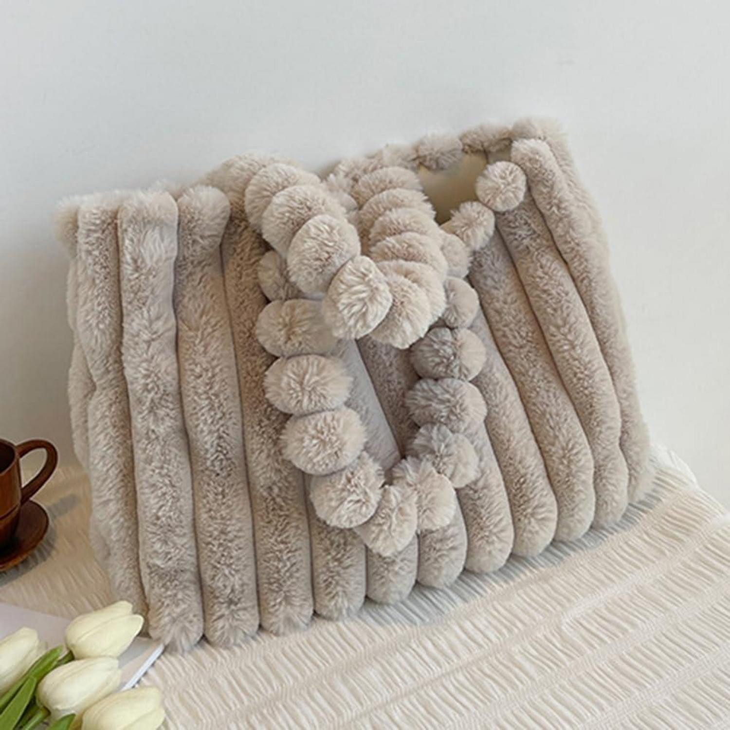 LuxusKollektion Schultertasche Damen Plüsch Handtasche Groß Umhängetasche W günstig online kaufen