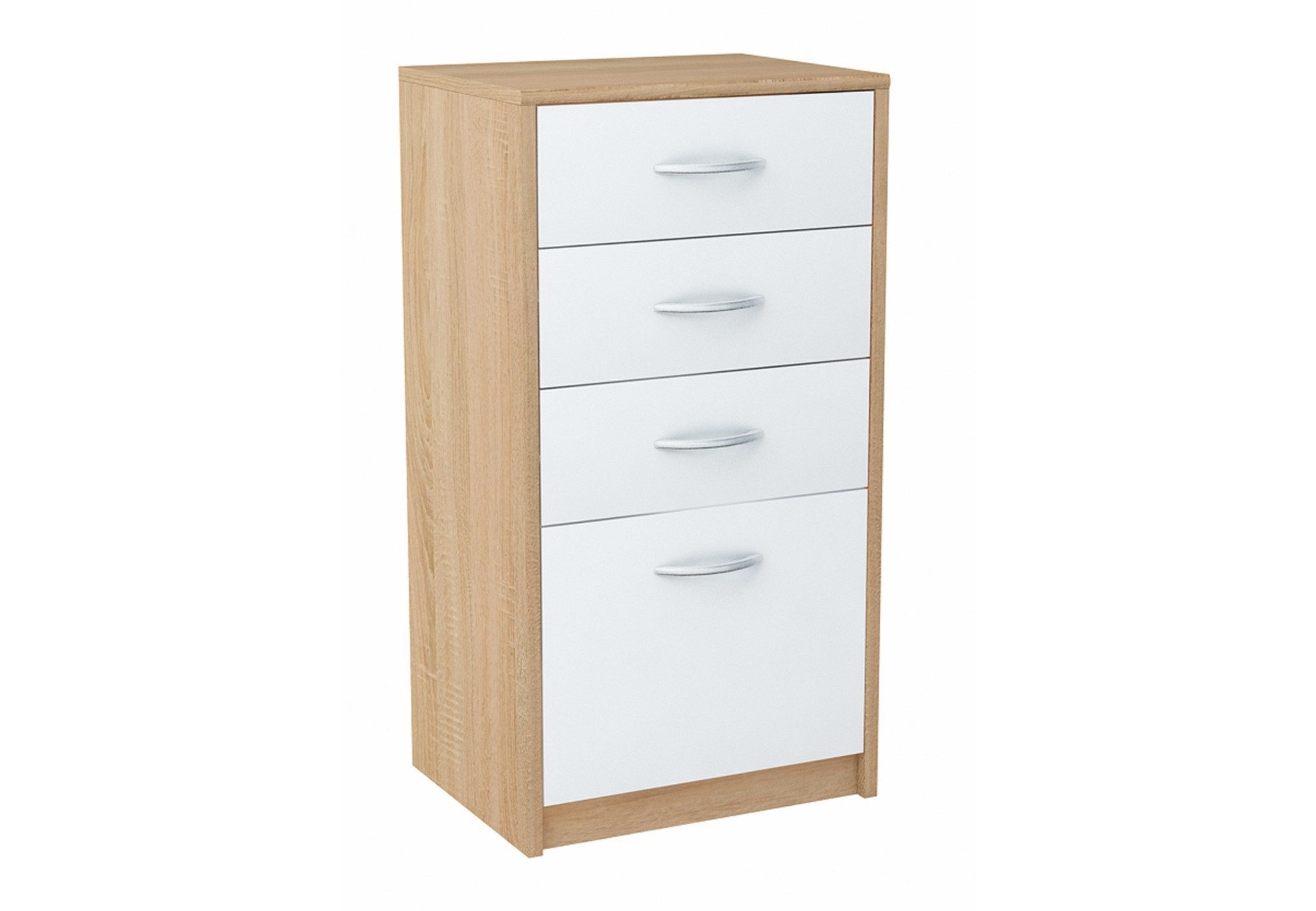Home Collective Kommode mit 4 Schubladen mit matter Oberfläche, Kommode 45cm breit Holz (Schlafzimmer Wohnzimmer Flur Büro Organizer, Metallrollen mit Auszugsstopp), Schrank Kommode mit Schubladen Sideboard Highboard sonoma weiß
