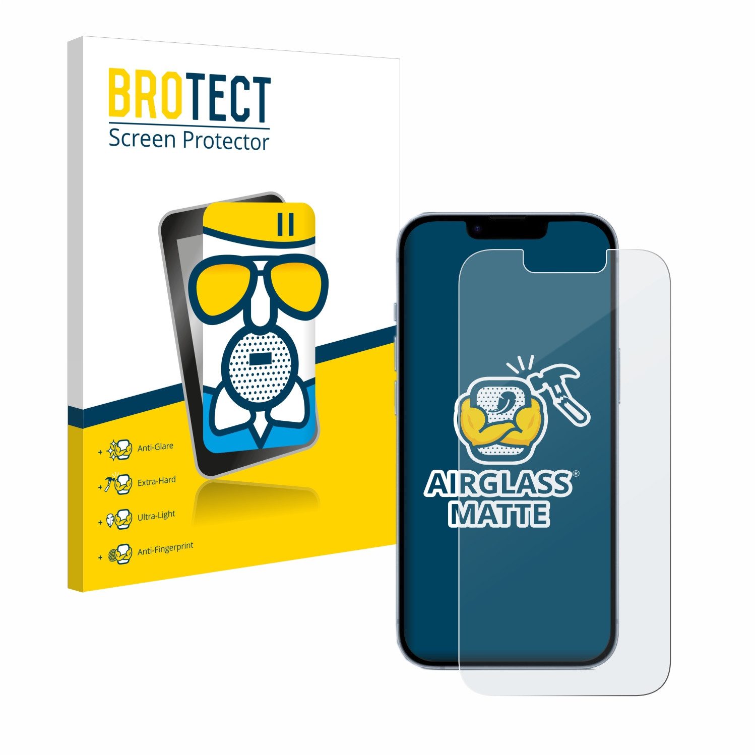 BROTECT Displayschutzglas Folie für Apple iPhone 14, Schutzfolie Glas Panzer Display Schutz matt