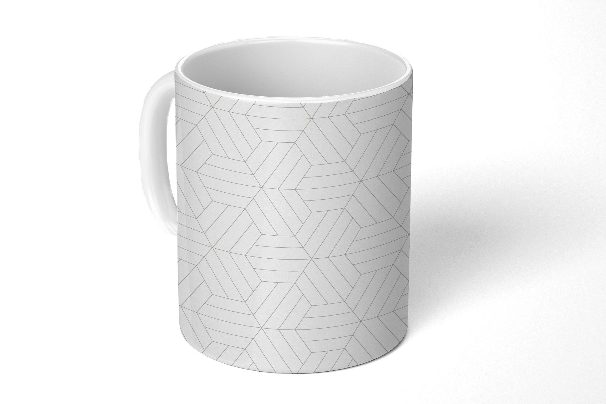 Tasse - Becher, Schwarz Kaffeetassen, Geschenk Teetasse, Linie Muster MuchoWow - Teetasse, Design - Keramik, - Weiß,
