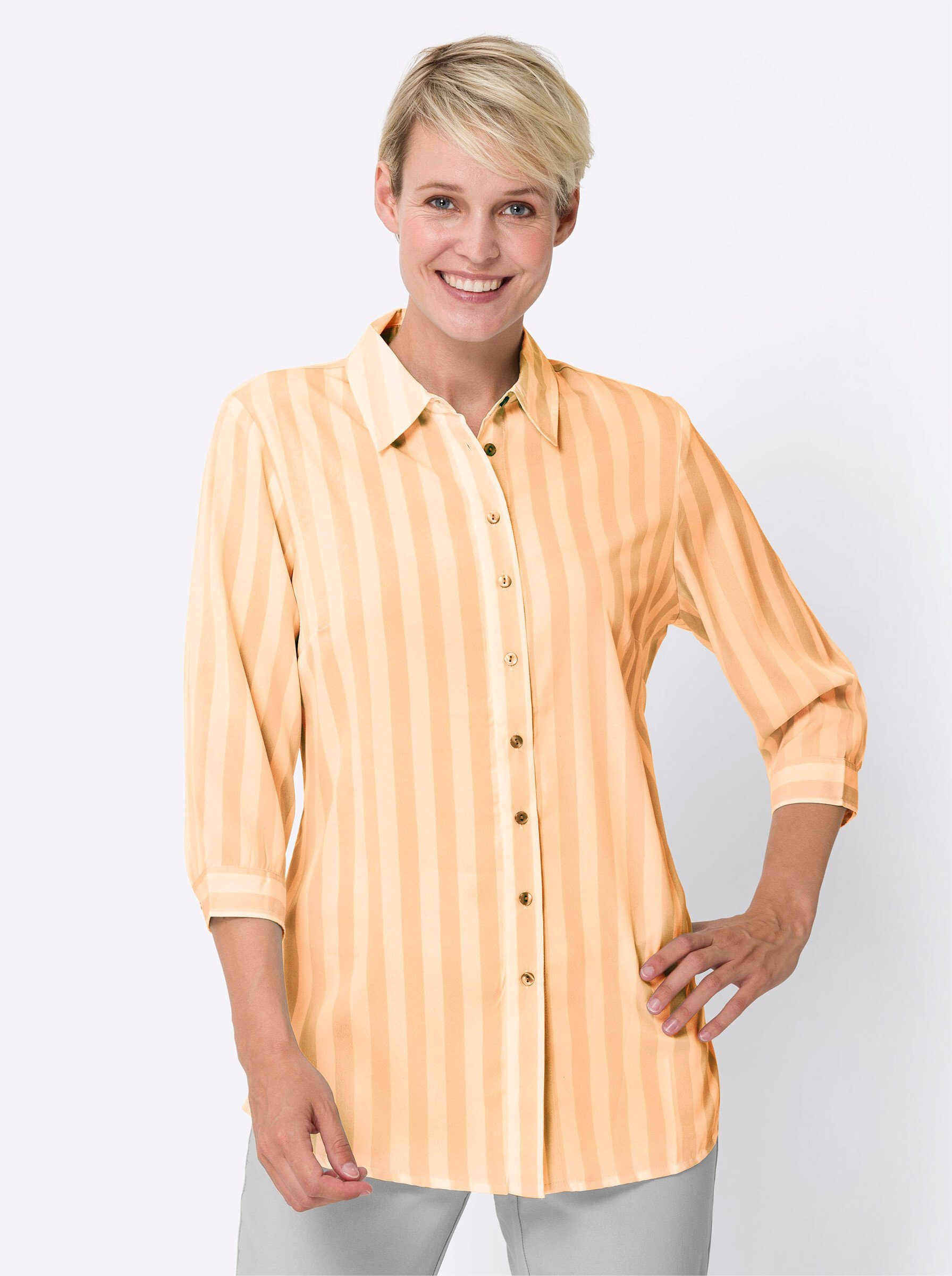 Sieh an! Klassische Bluse apricot-gestreift