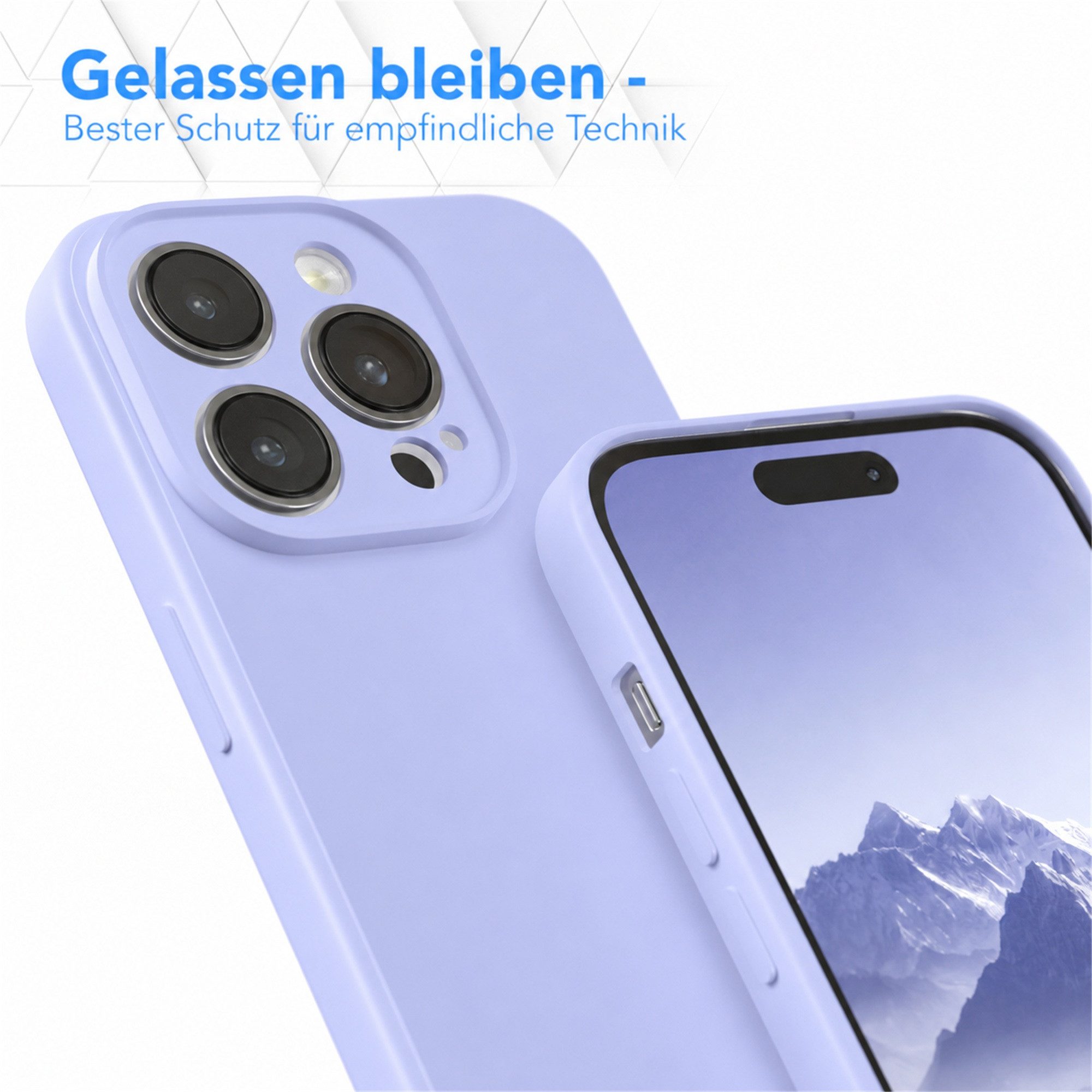 EAZY CASE Handyhülle für Apple iPhone 14 Pro Hülle Silikon 6,1 Zoll, Silikonhülle stoßfest Smart Slimcover Case Dünn Blau Lila – Bild 4 von 5