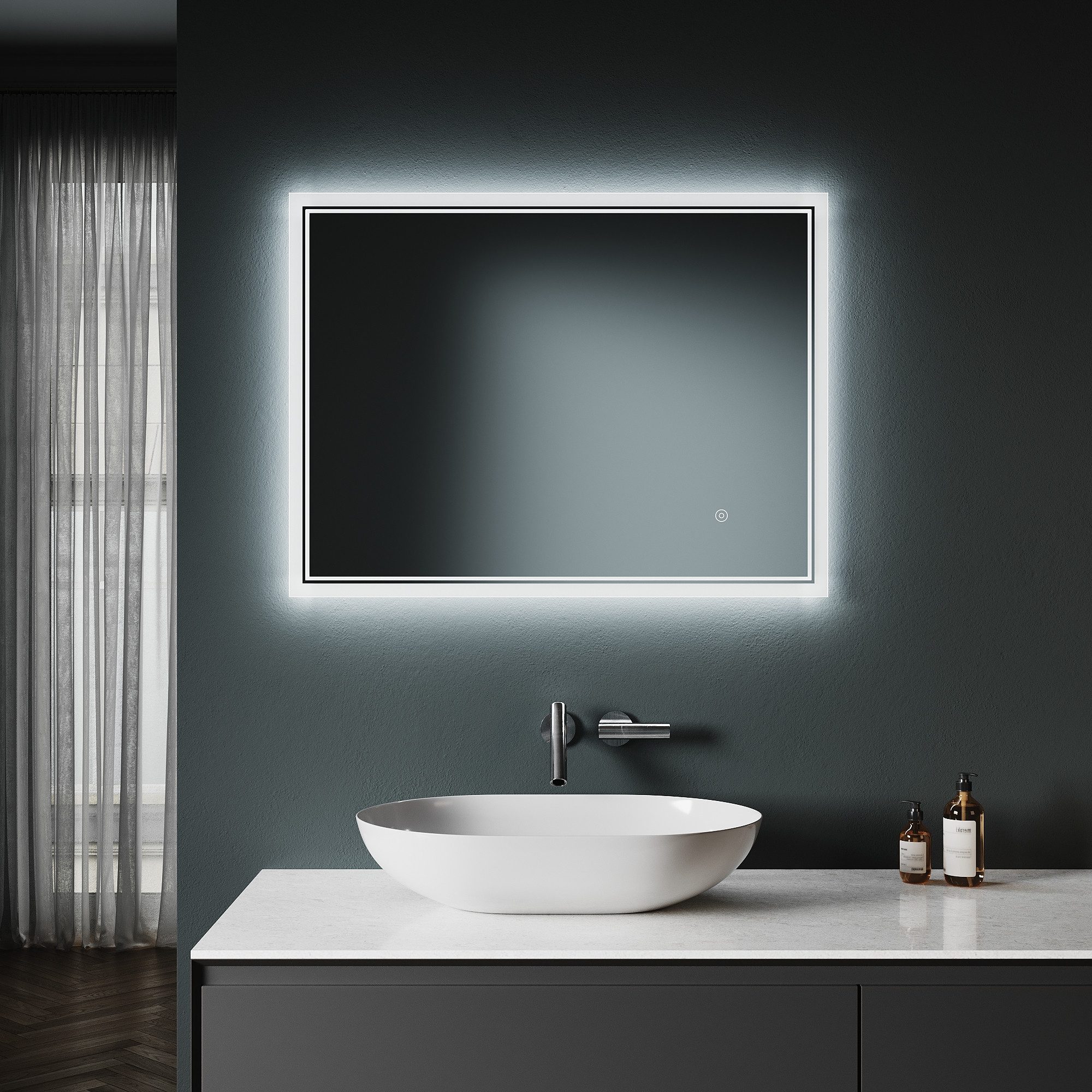 Badspiegel 120 x 70 / 80 x 60, mit Beleuchtung, Bluetooth-Lautsprecher