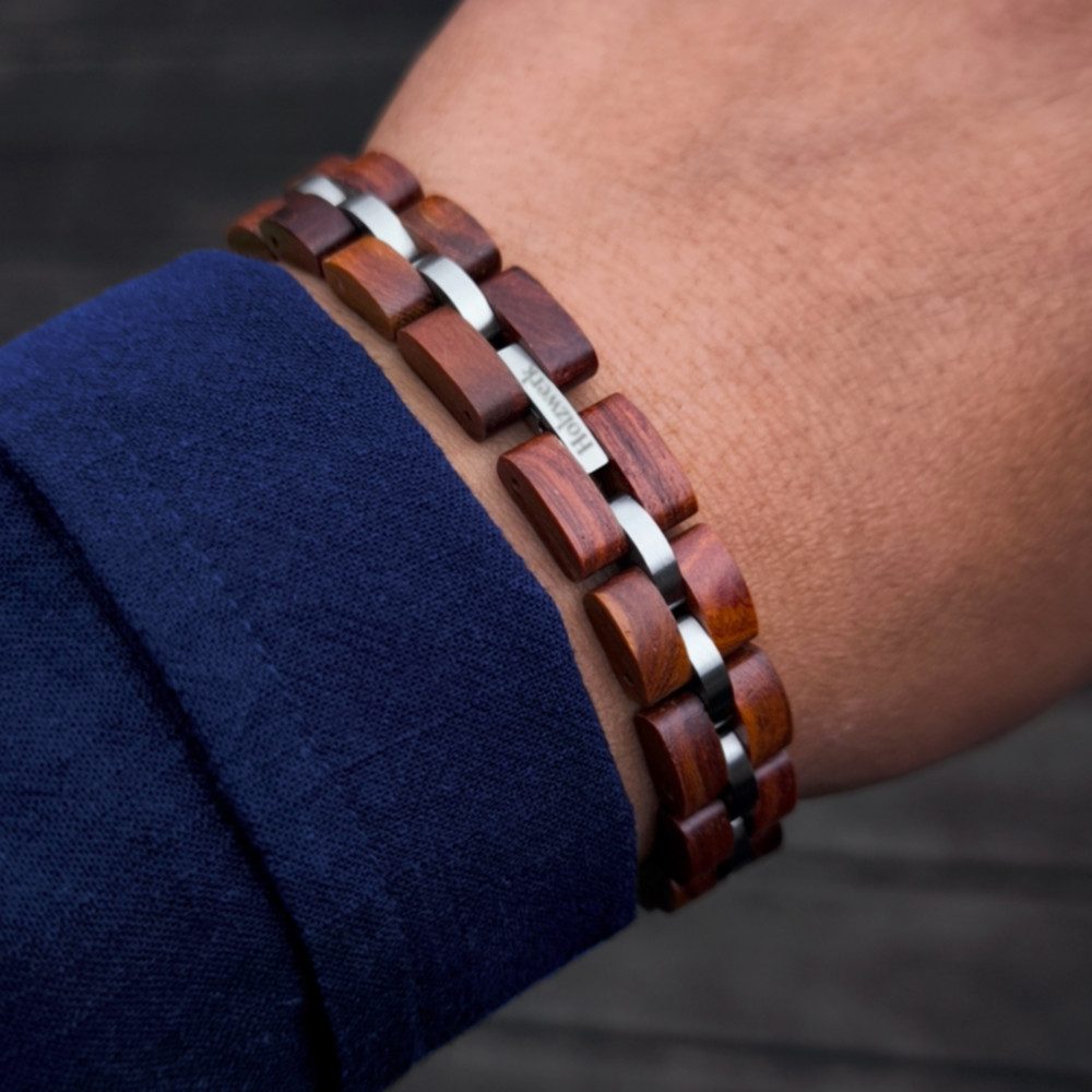 Holzwerk Gliederarmband Designer Holz Armband, Mode Armkette, Holz Unikate inkl. Armbandkürzer, ideal als Geschenk