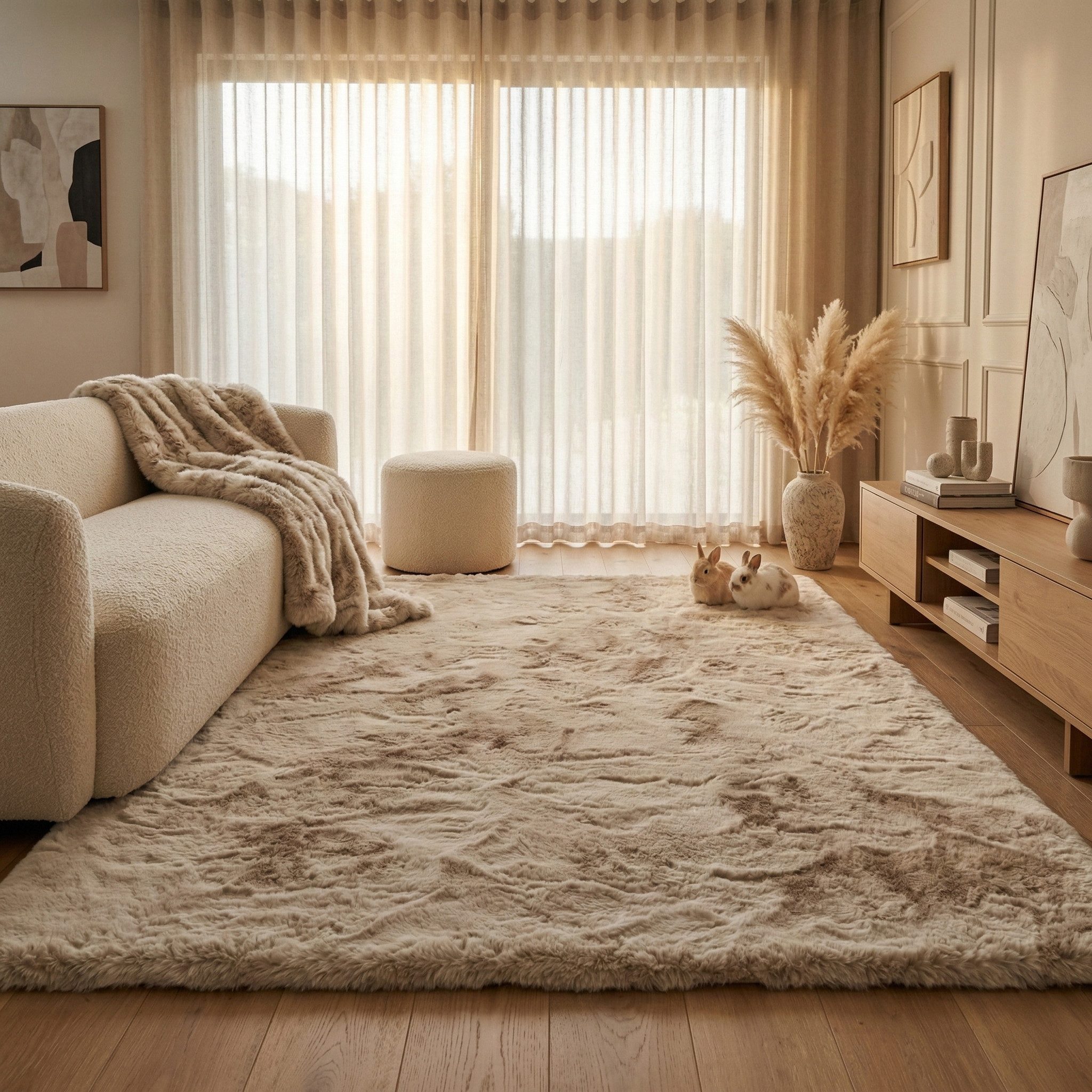 Consilio Concept Fellteppich Teppich Hasenfell Imitat CLOUD Fell Hochflor rechteckig Höhe: 39 mm, Rechteckig