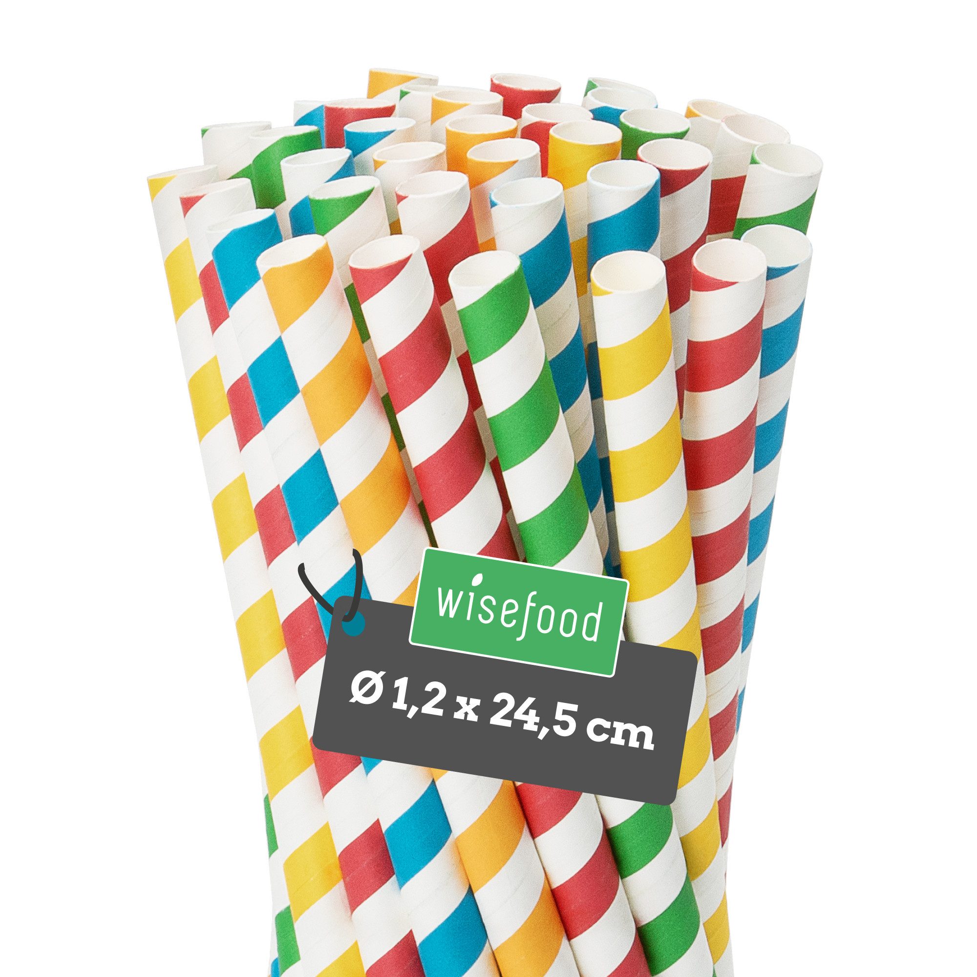 wisefood Trinkhalme Papier-Strohhalm für Milchshakes, bunt gestreift, (60-tlg)