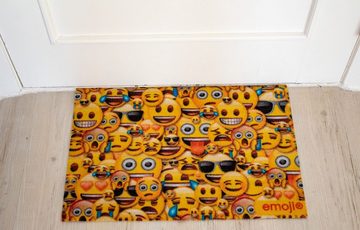 Fußmatte emoji- Allover Orange 60x40 cm, Rockbites, Rechteckig, Höhe: 3 mm