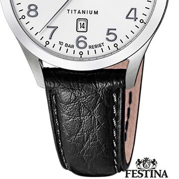 Festina Quarzuhr Festina Analog Damen Uhr F20469/1 Leder, Damen Armbanduhr rund, Lederarmband schwarz