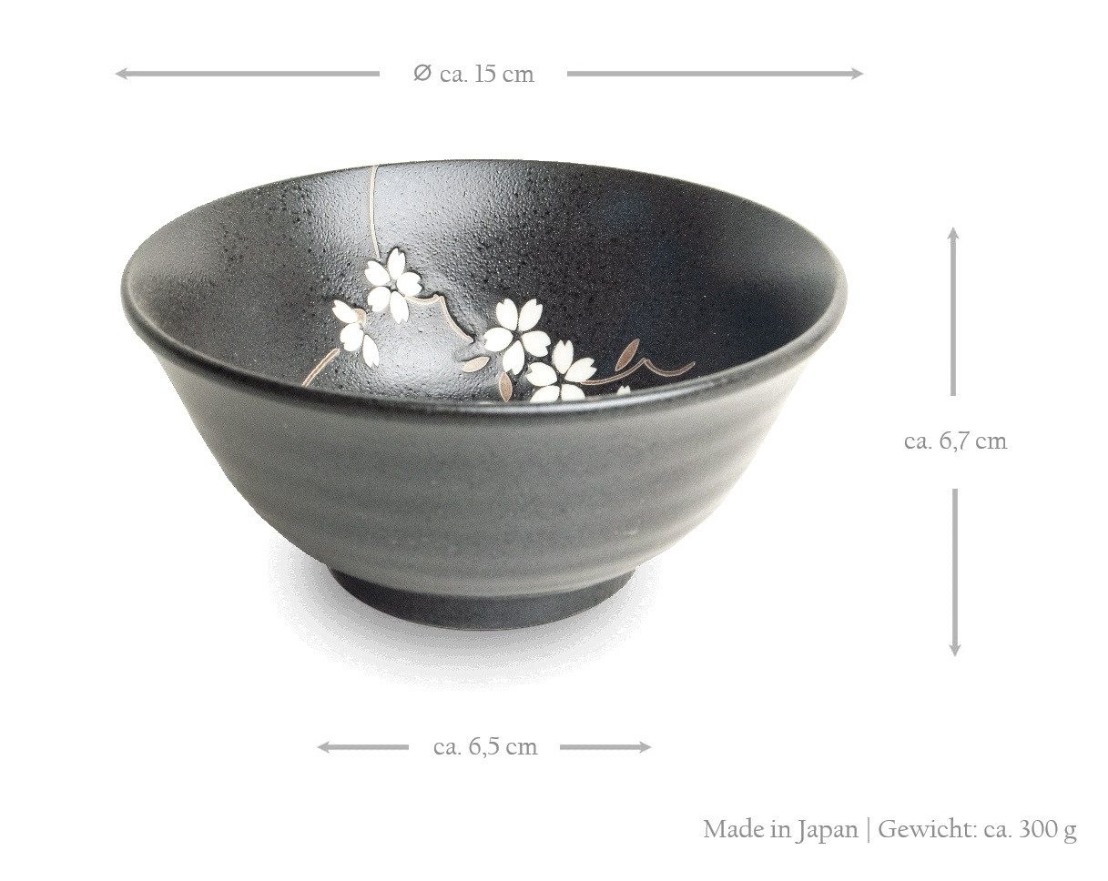 WestCraft Suppenschale Japan-Bowls ASIATICA, Ramen Bowl Schalen aus Porzellan, 15 cm, Porzellan, Hochwertig, asiatische Reis-, Nudel-, Tapas-, Udon-, Müsli-Schüssel
