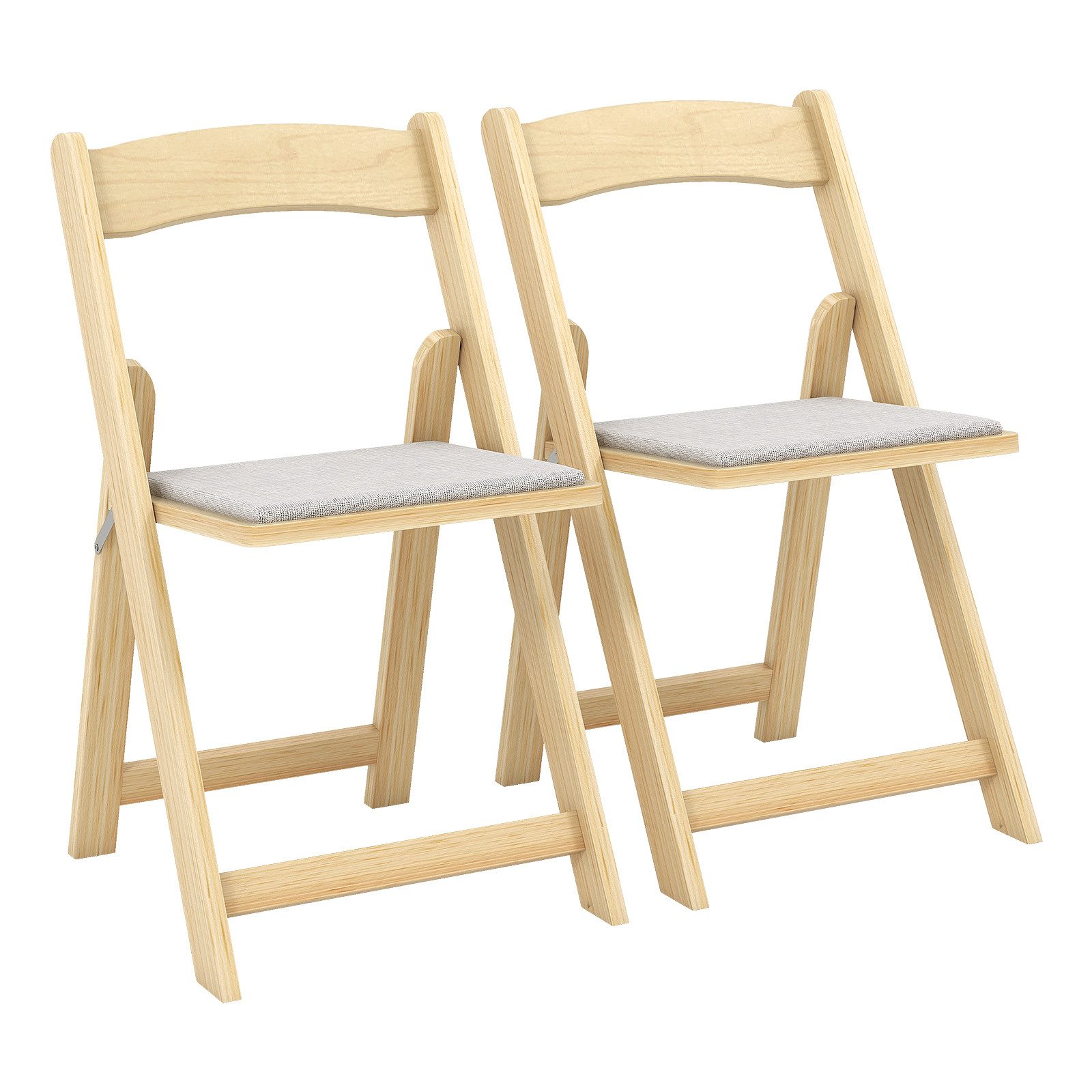 COSTWAY Klappstuhl, 2er Set Esszimmerstuhl, gepolsterte Sitzfläche, Holz