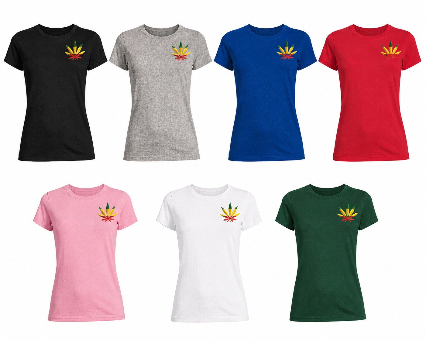 Blondie & Brownie T-Shirt Blondie Brownie Damen Shirt Hanf Weed Patch Reggae Jamaica Baumwolle (Einzelstück, Einzelartikel) Hanf Leaf Patch Damen Shirt Urban Fit